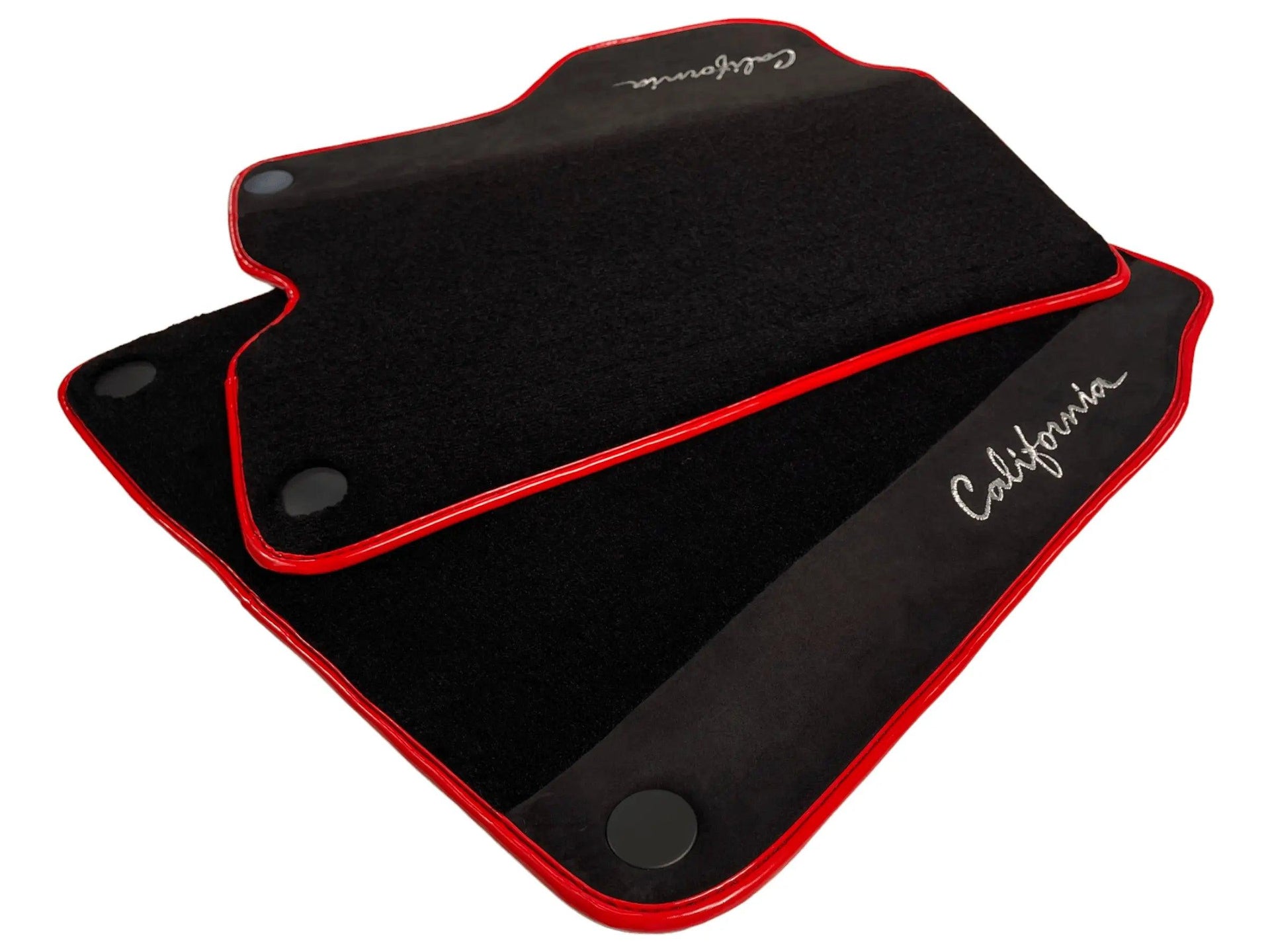 Black Floor Mats For Ferrari California 2008-2014 With Alcantara Red Trim - Scuderia