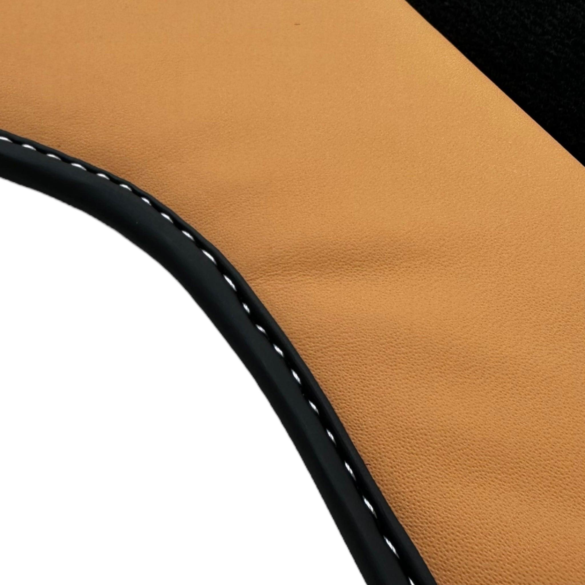 Black Floor Mats for Ferrari California (2008-2014) with Beige Tradizione Nappa Leather