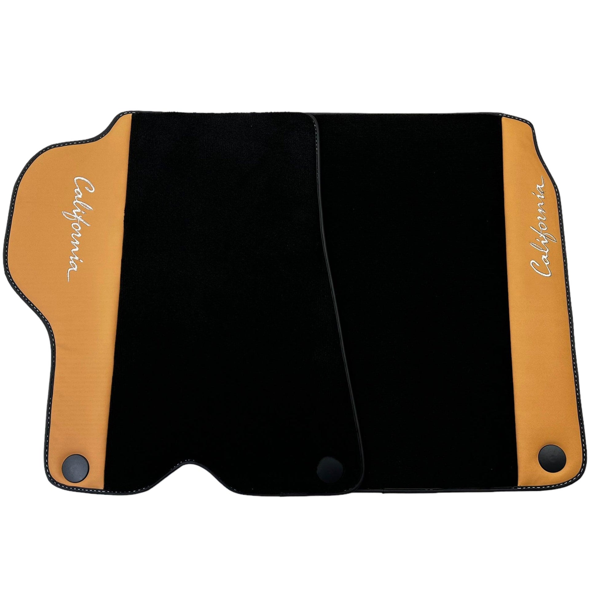 Black Floor Mats for Ferrari California (2008-2014) with Beige Tradizione Nappa Leather