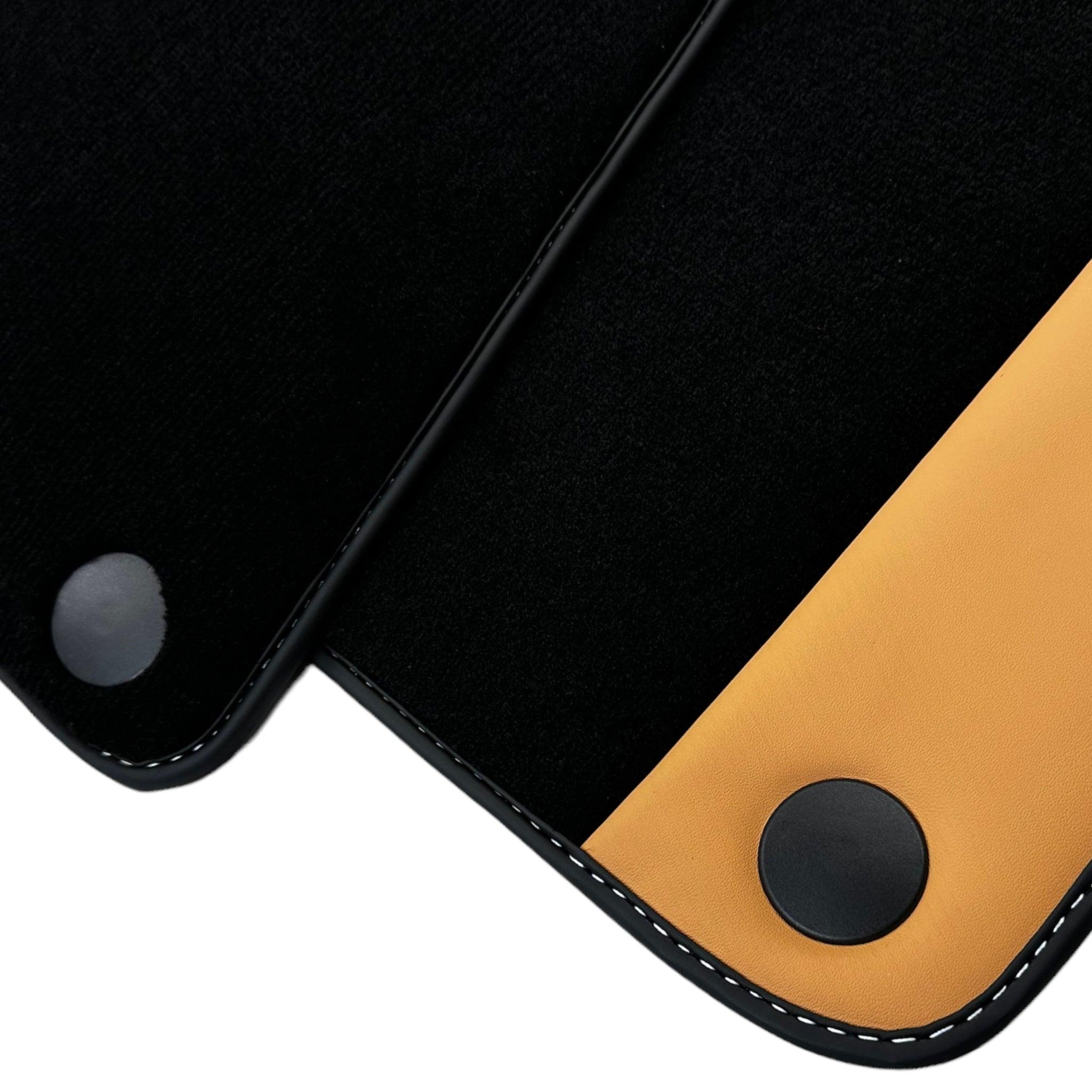 Black Floor Mats for Ferrari California (2008-2014) with Beige Tradizione Nappa Leather