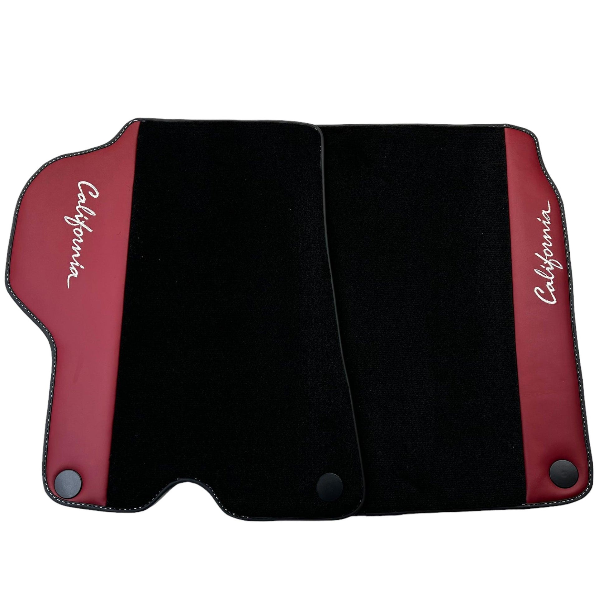 Black Floor Mats for Ferrari California (2008-2014) with Bordeaux Nappa Leather
