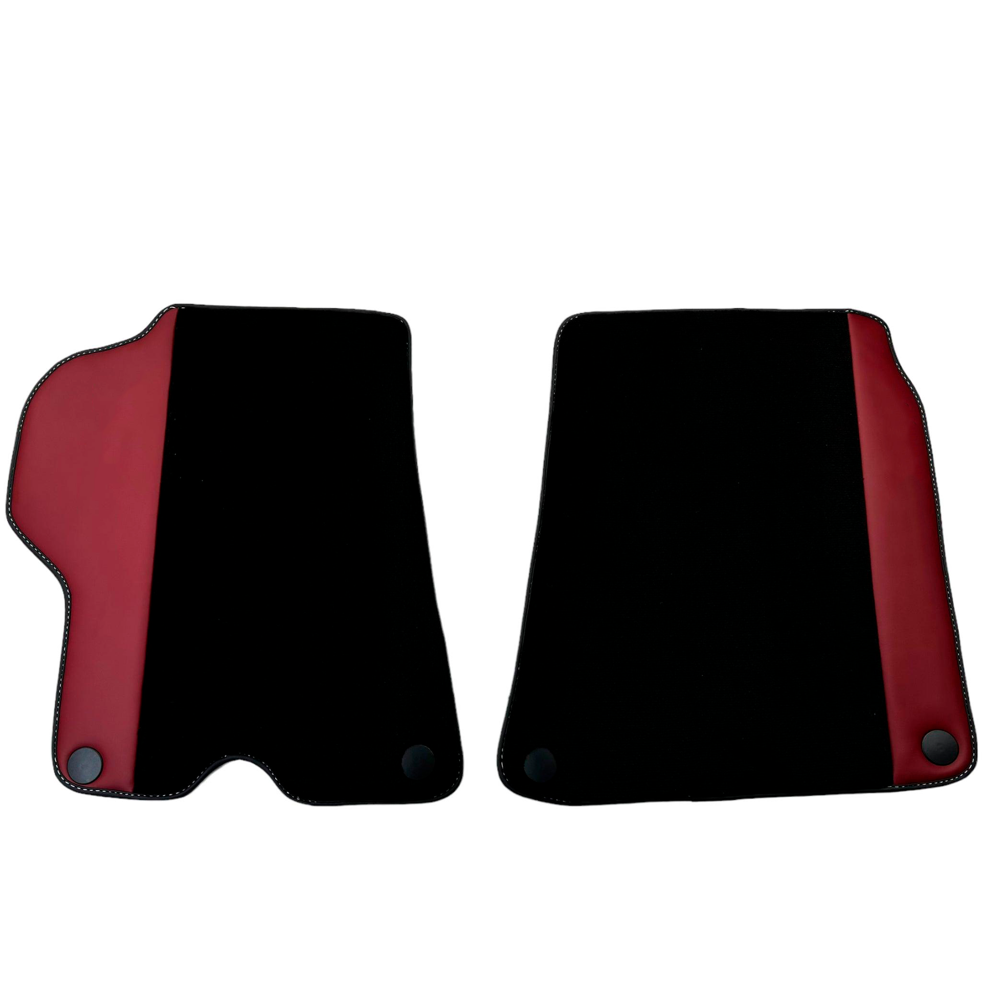 Black Car Mats for Ferrari California (2008-2014) with Bordeaux Nappa Leather