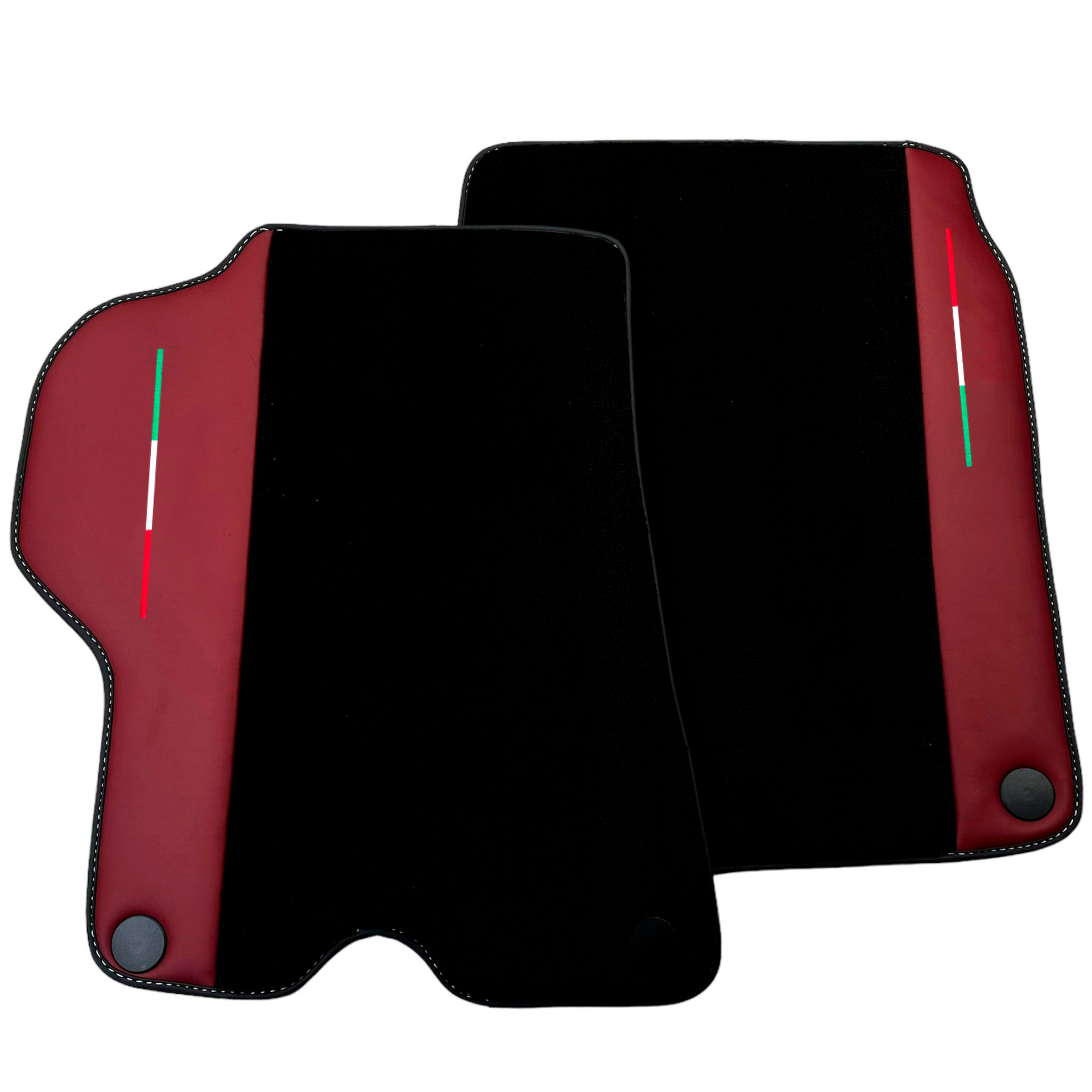 Black Car Mats for Ferrari California (2008-2014) with Bordeaux Nappa Leather