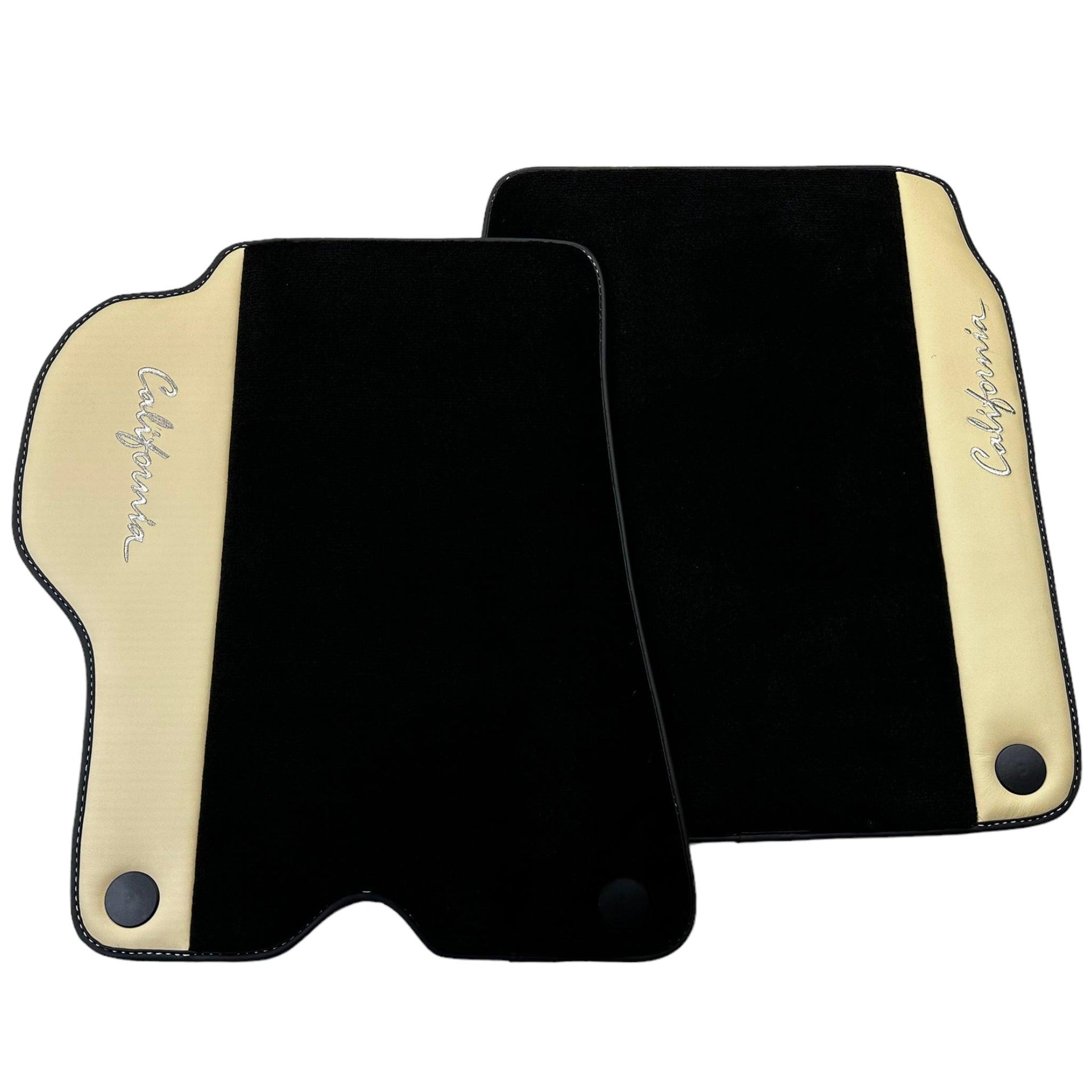 Black Floor Mats for Ferrari California (2008-2014) with Crema Nappa Leather