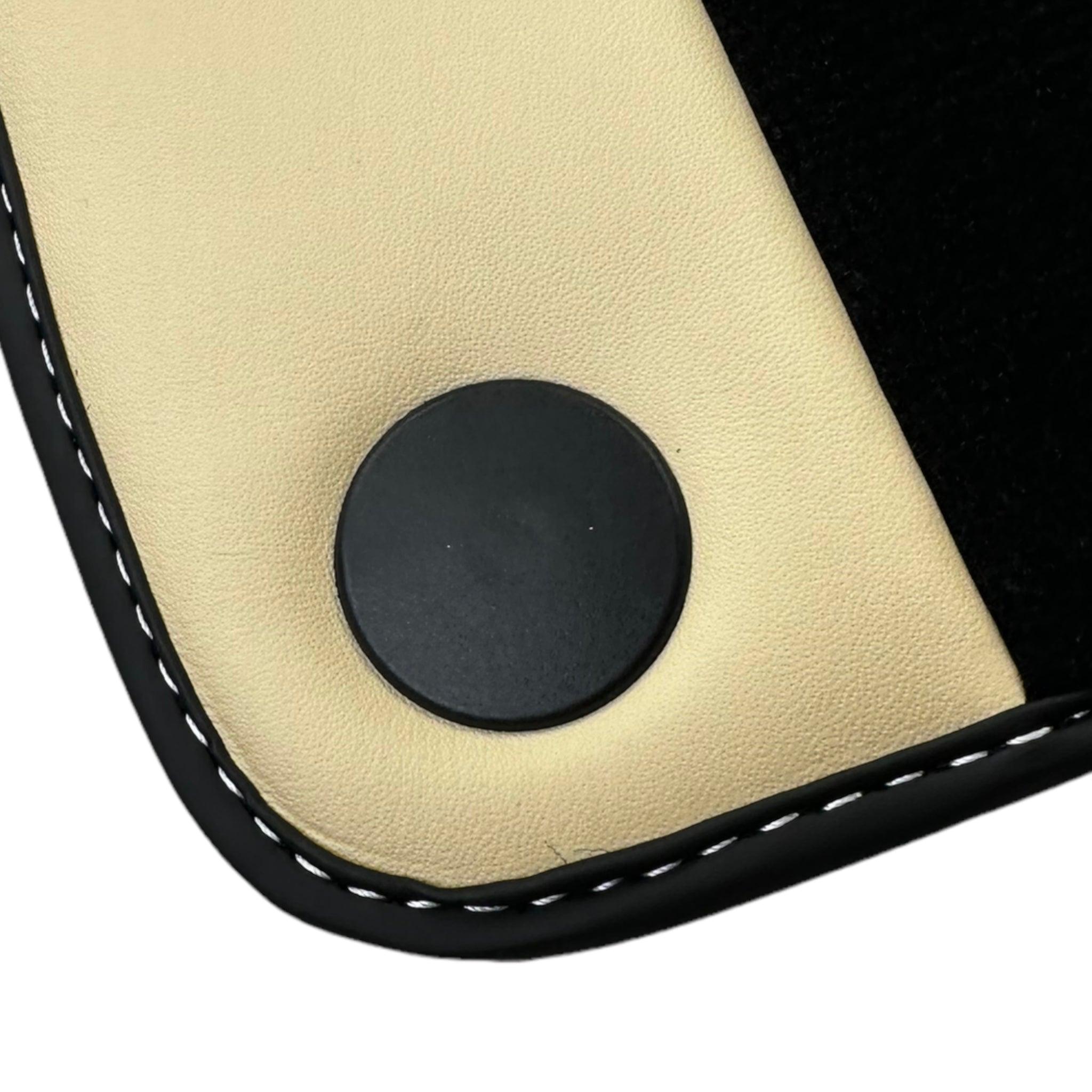 Black Floor Mats for Ferrari California (2008-2014) with Crema Nappa Leather