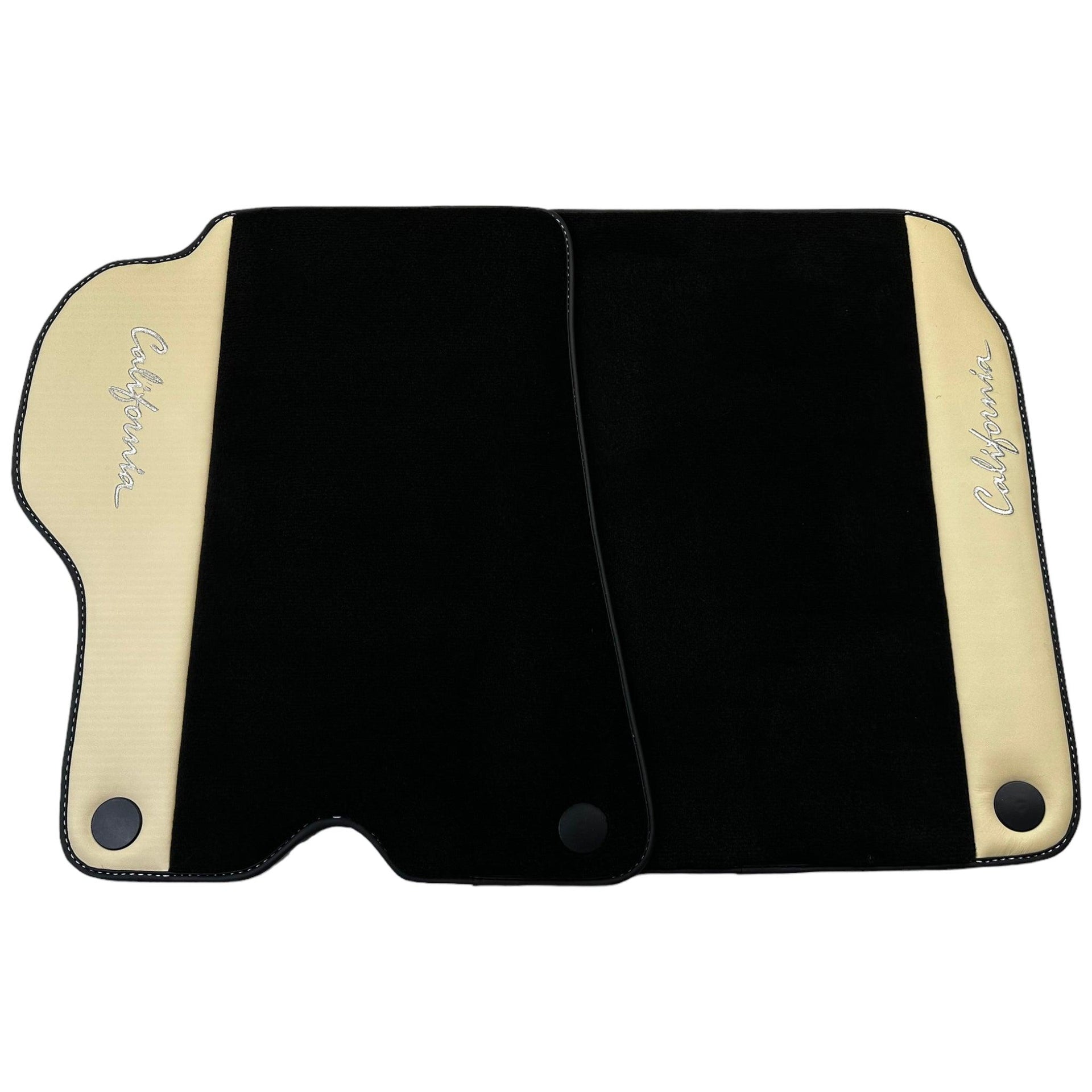Black Floor Mats for Ferrari California (2008-2014) with Crema Nappa Leather