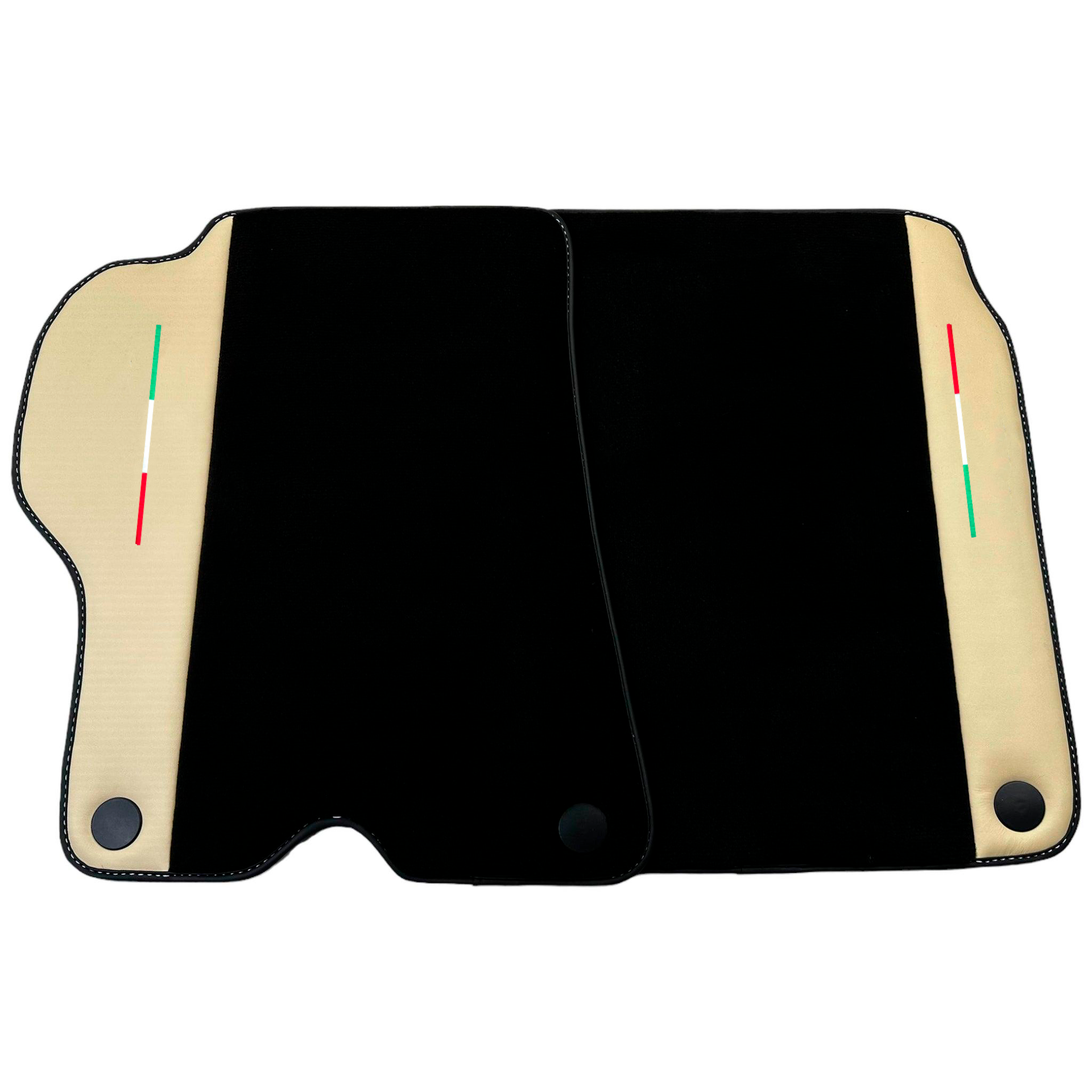 Black Car Mats for Ferrari California (2008-2014) with Crema Nappa Leather