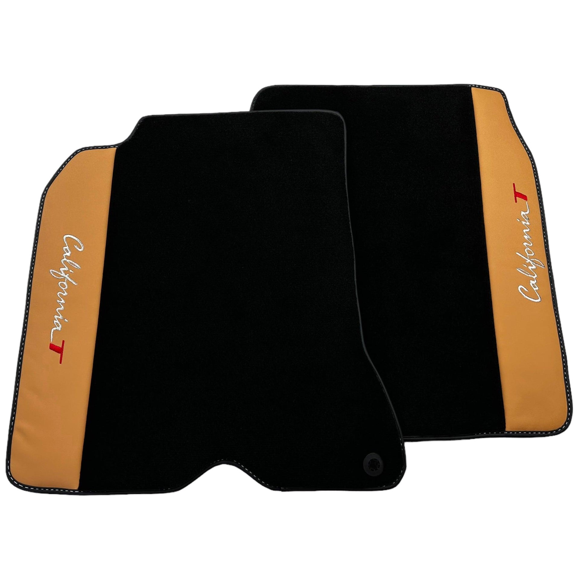 Black Floor Mats for Ferrari California T (2015-2018) with Beige Tradizione Nappa Leather