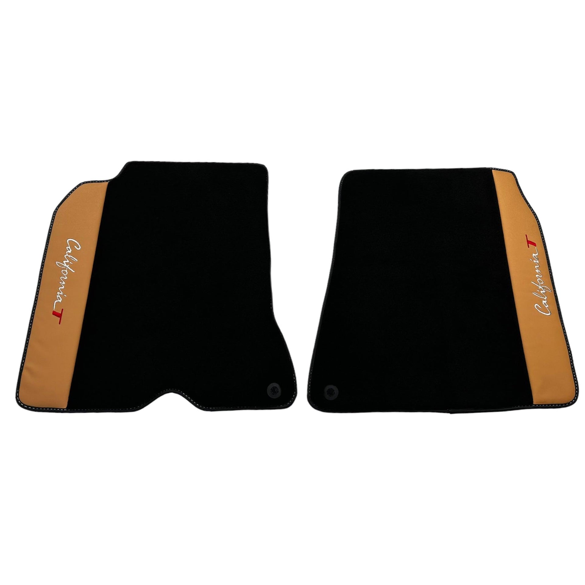 Black Floor Mats for Ferrari California T (2015-2018) with Beige Tradizione Nappa Leather