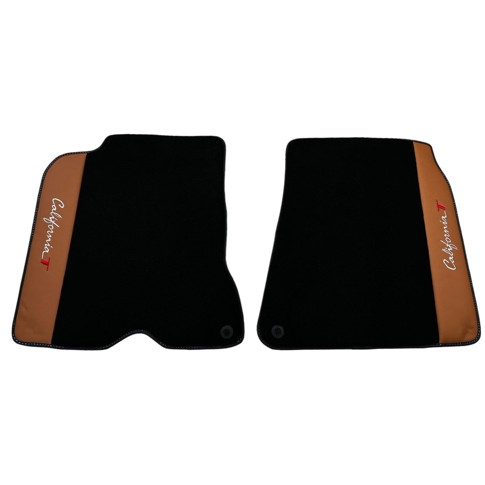 Black Floor Mats for Ferrari California T (2015-2018) with Cuoio Nappa Leather