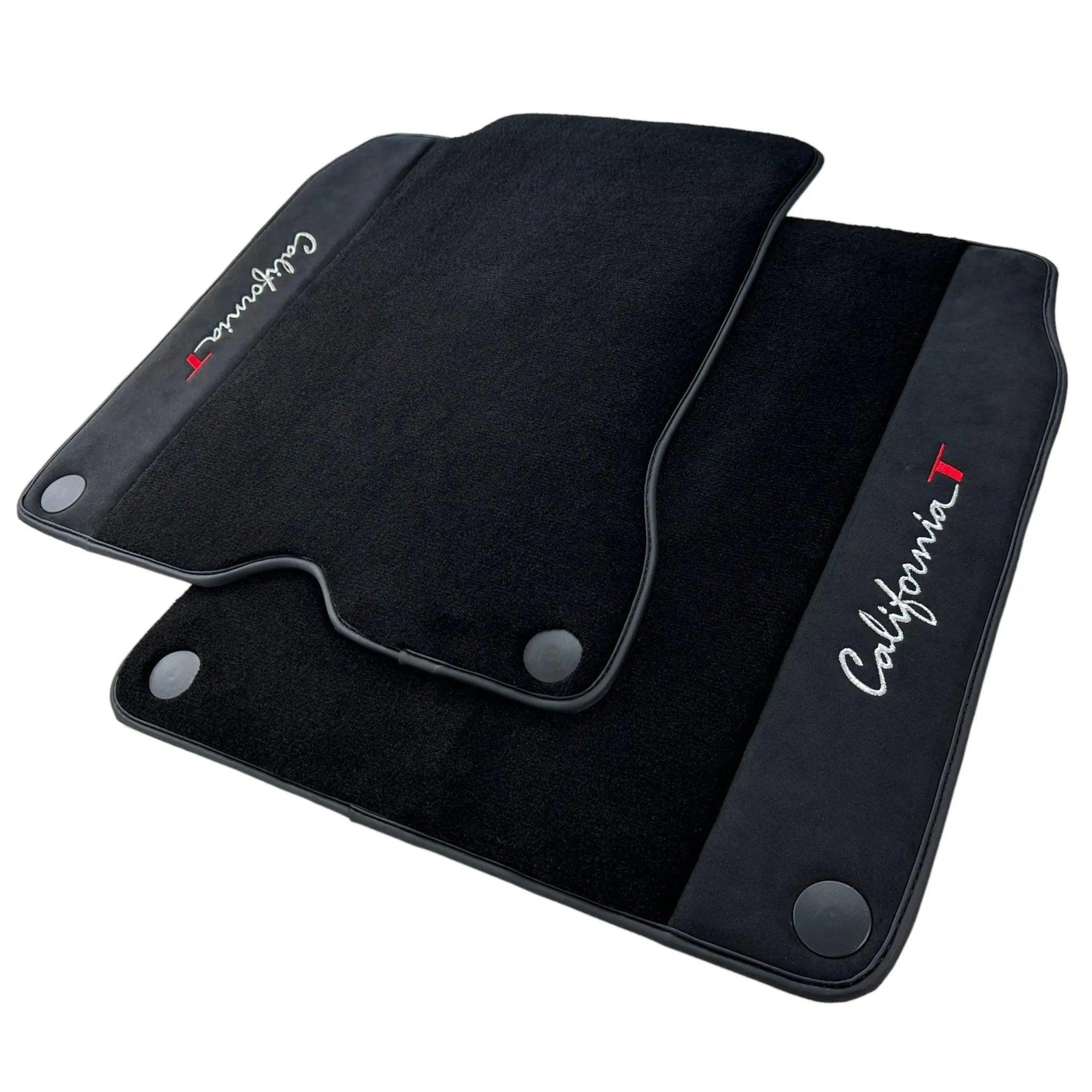 Black Floor Mats For Ferrari California T 20152018 with Black Alcantara Leather - Scuderia