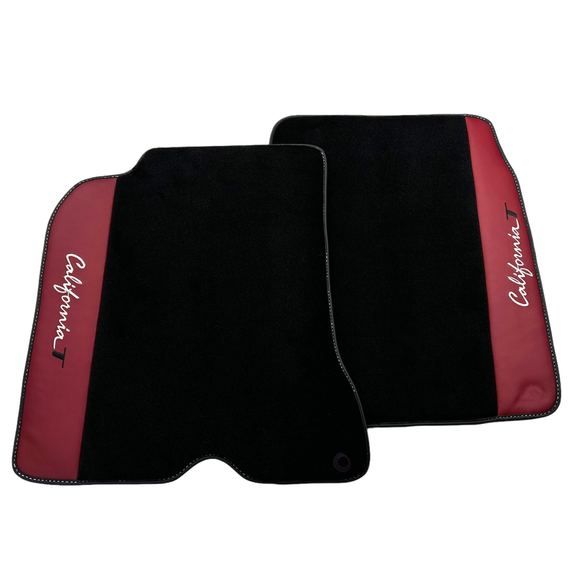 Black Floor Mats for Ferrari California T (2015–2018) with Bordeaux Nappa Leather
