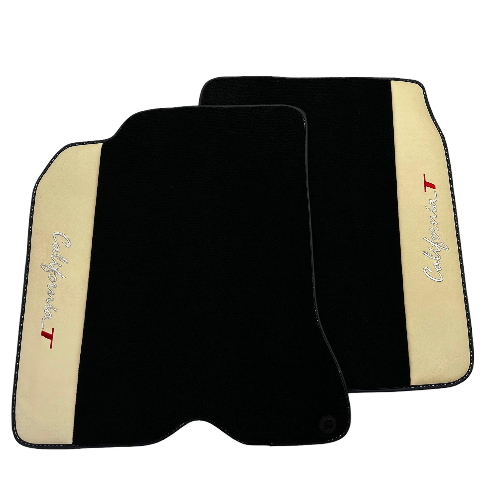 Black Floor Mats for Ferrari California T (2015–2018) with Crema Nappa Leather