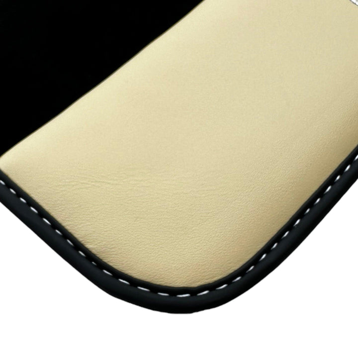 Black Floor Mats for Ferrari California T (2015–2018) with Crema Nappa Leather