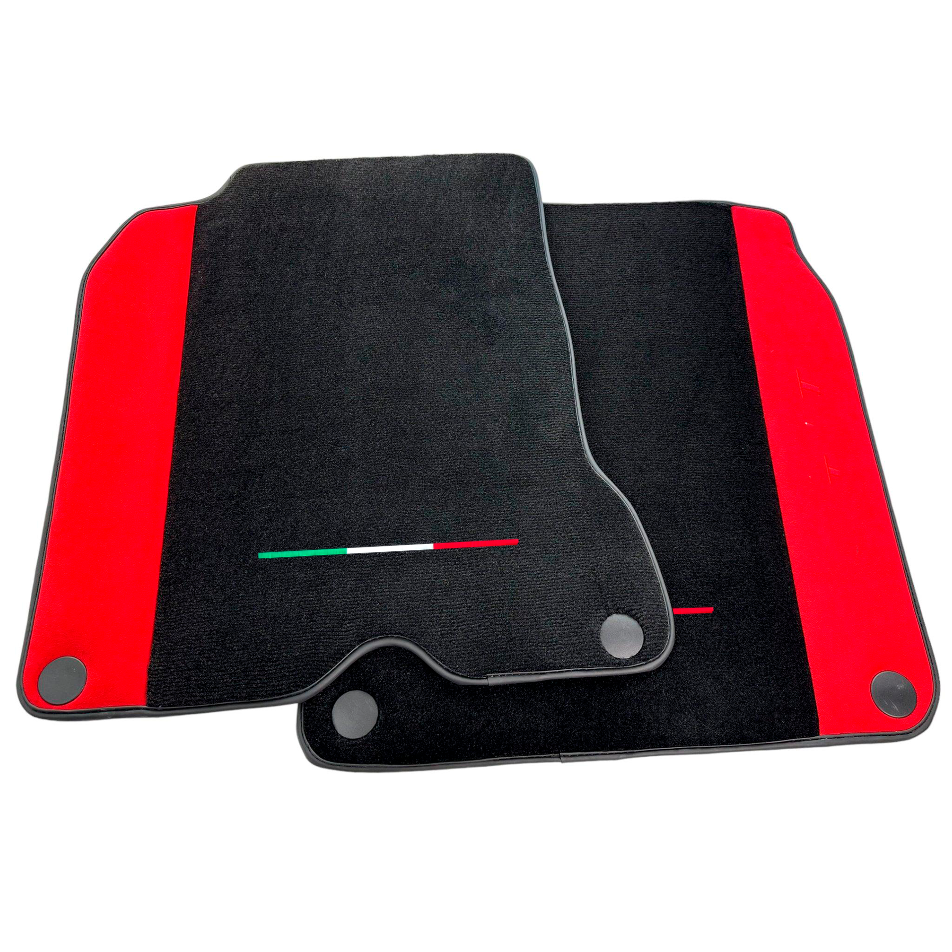 Black Car Mats For Ferrari California T (2015-2018) with Red Alcantara Leather