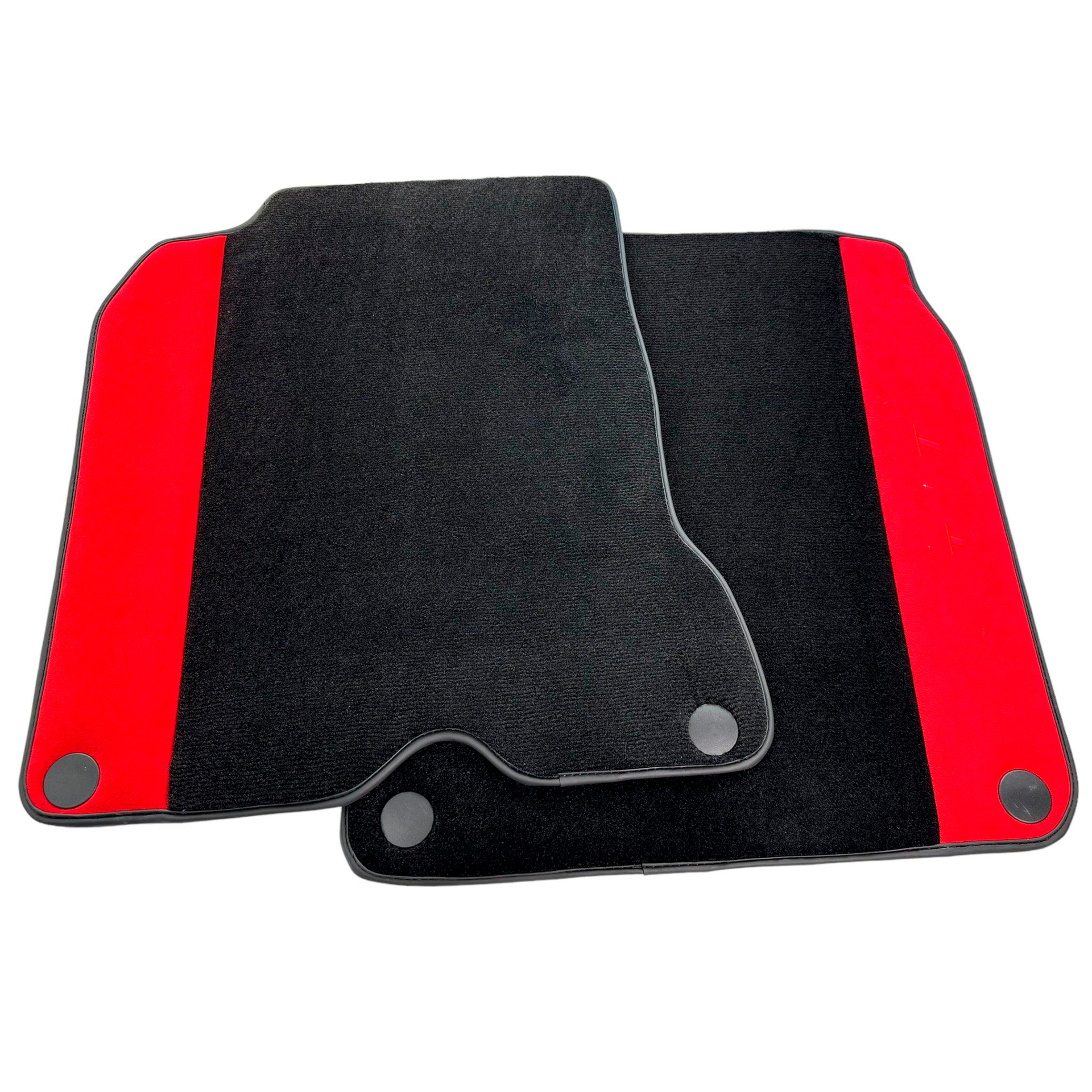 Black Car Mats For Ferrari California T (2015-2018) with Red Alcantara Leather