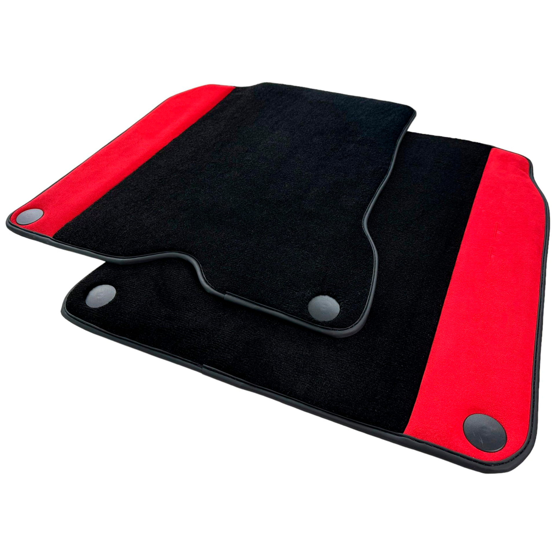 Black Car Mats For Ferrari California T (2015-2018) with Red Alcantara Leather