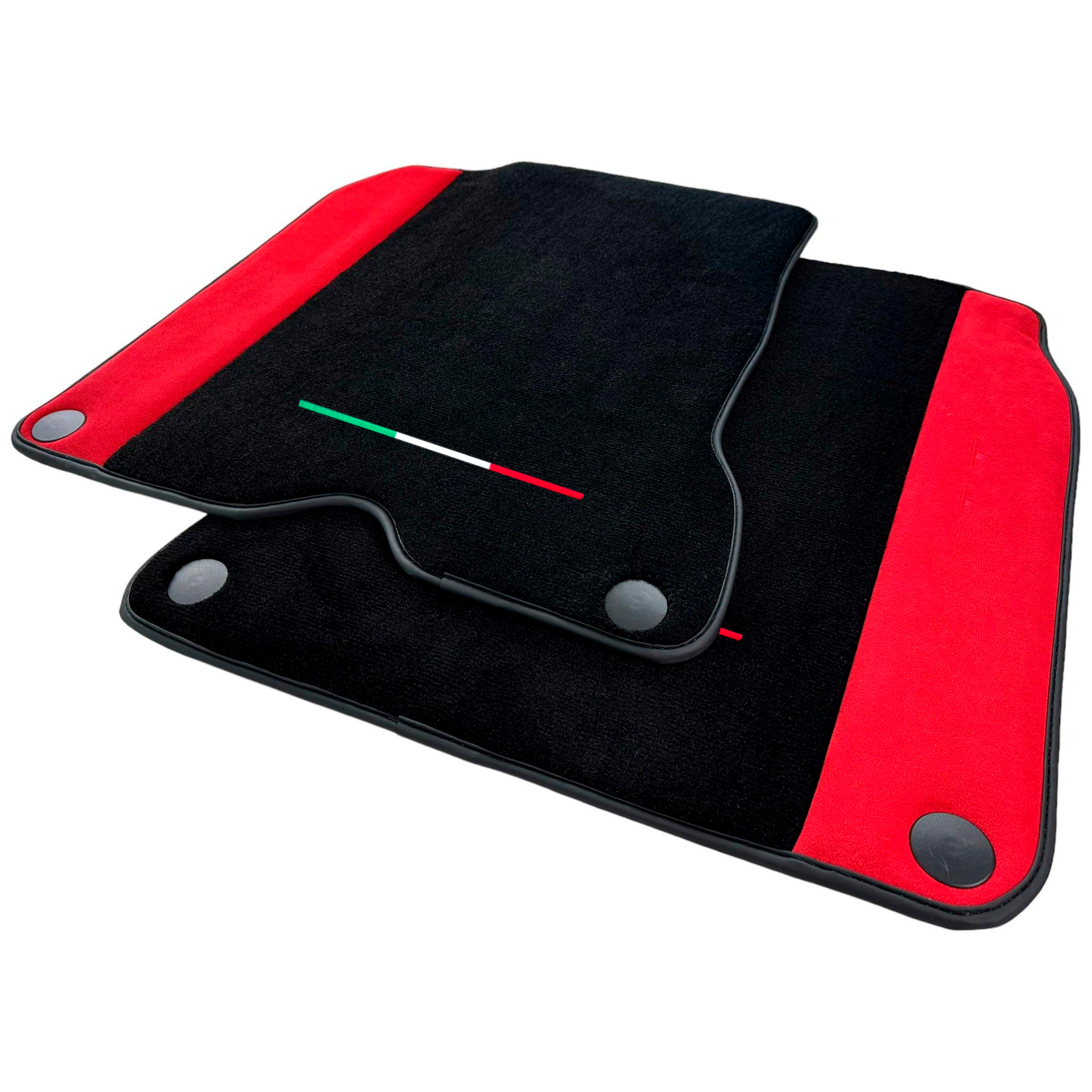 Black Car Mats For Ferrari California T (2015-2018) with Red Alcantara Leather