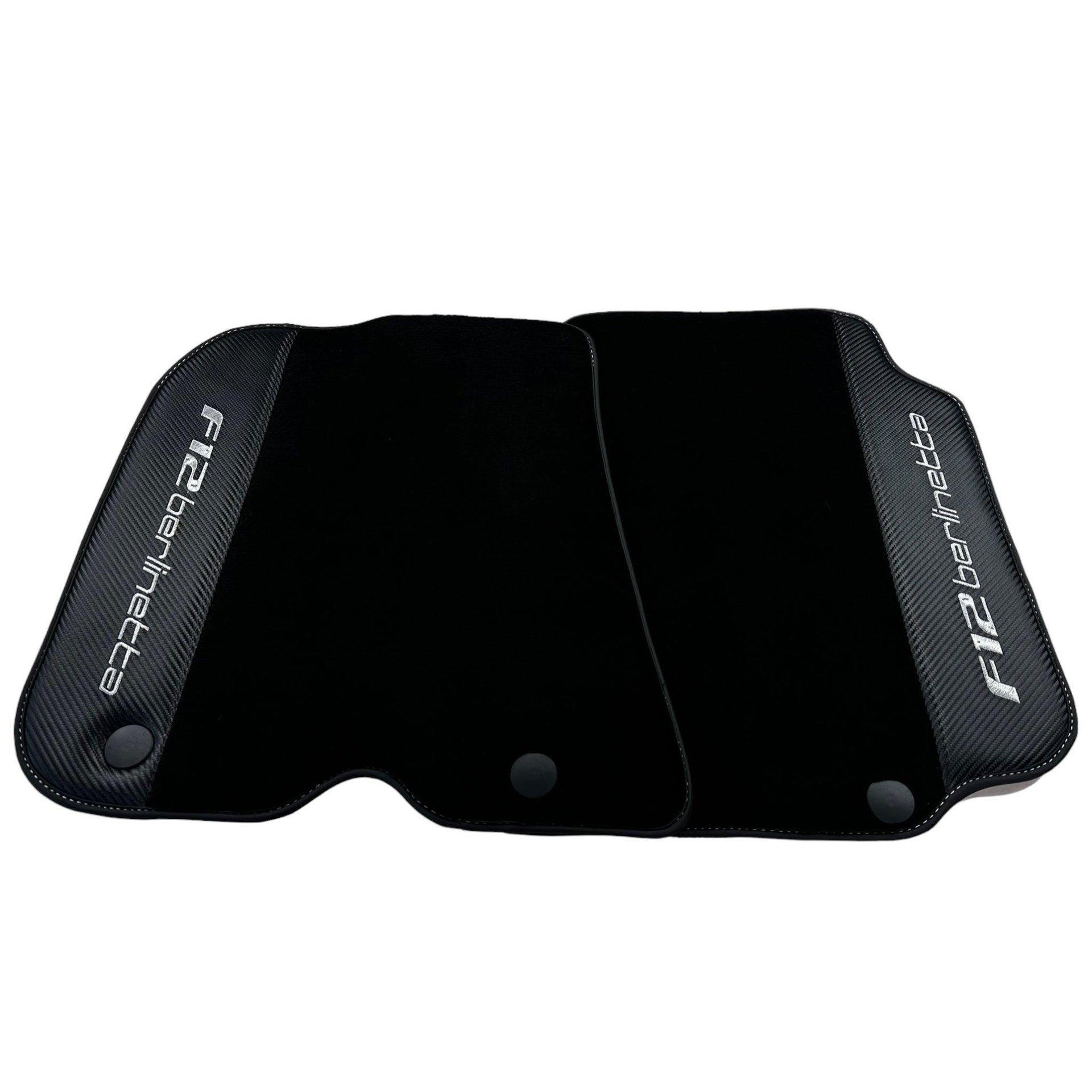 Black Floor Mats for Ferrari F12 Berlinetta (2012-2022) with Carbon Leather