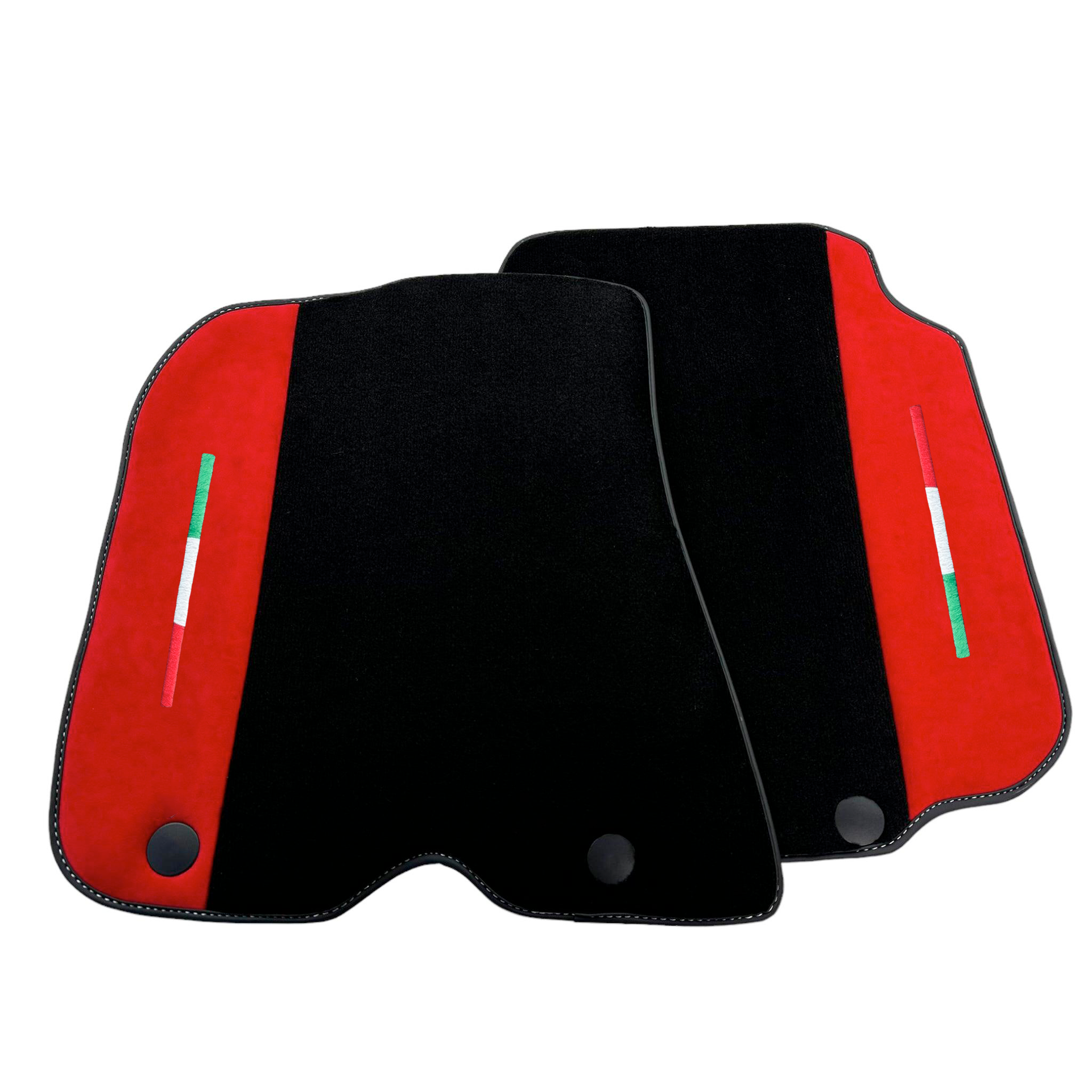 Black Car Mats for Ferrari F12 Berlinetta (2012-2022) with Red Alcantara Leather