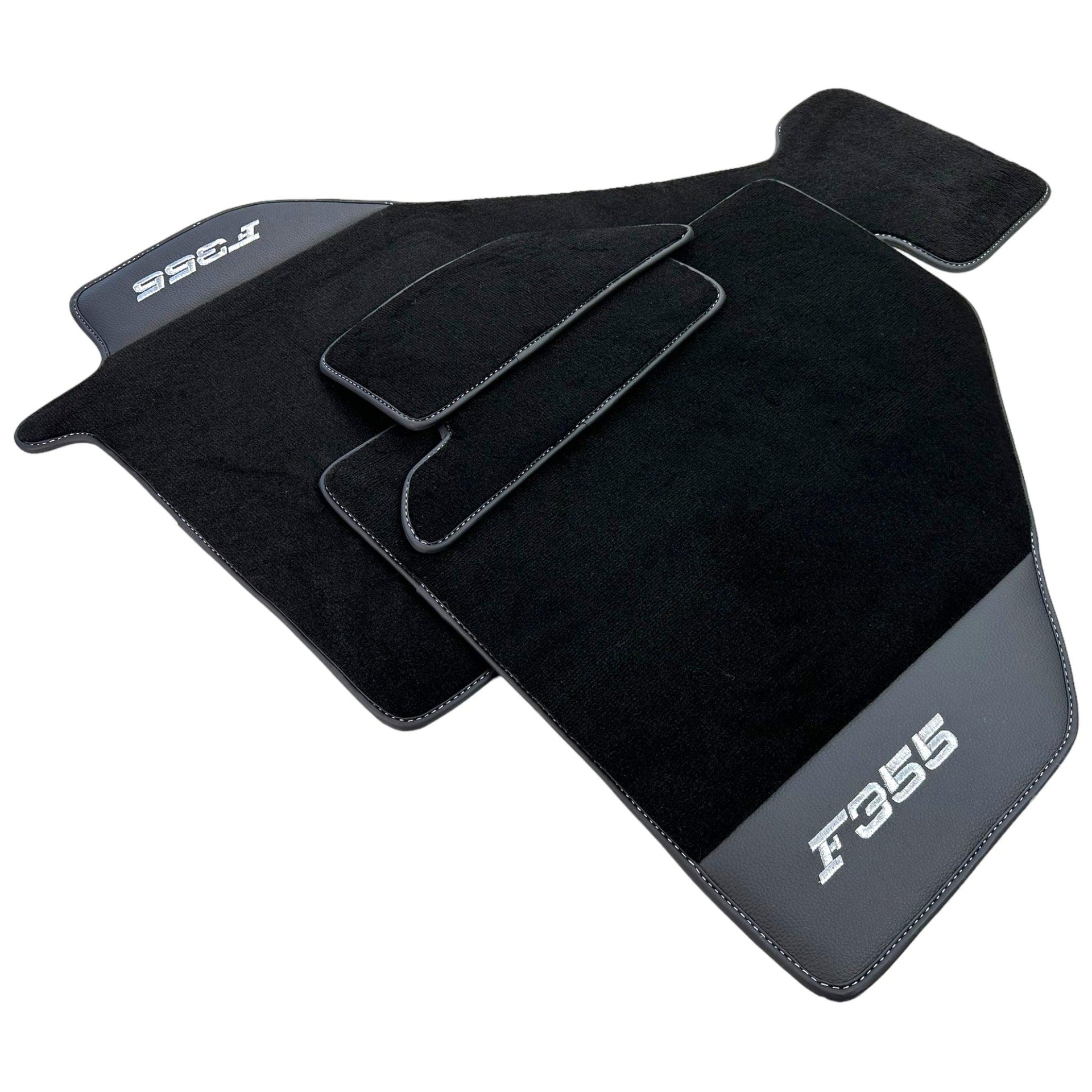 Black Floor Mats For Ferrari F355 1994-1999 With Leather - Scuderia