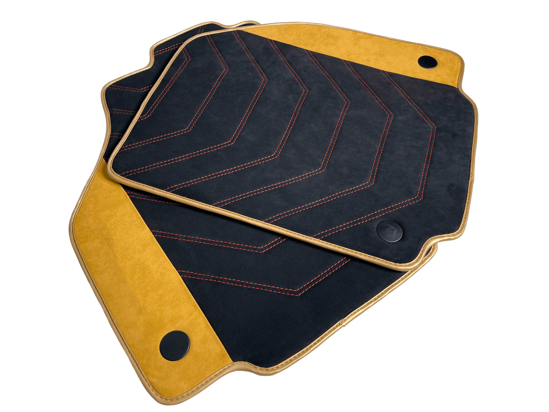 Black Car Mats For Ferrari F8 Spider 2019-2022 With Tan Alcantara Leather