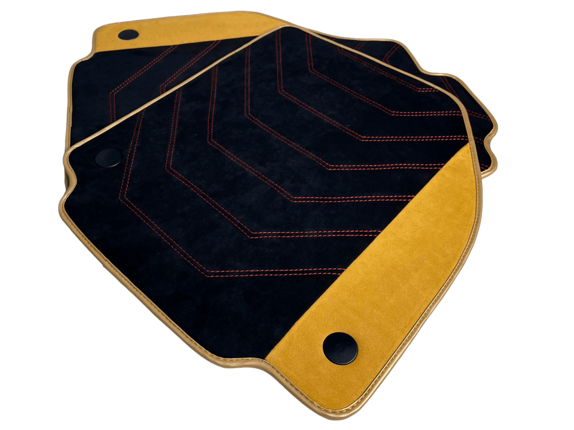 Black Car Mats For Ferrari F8 Spider 2019-2022 With Tan Alcantara Leather