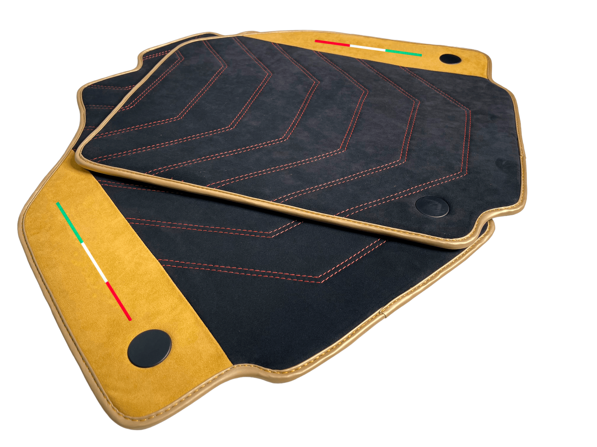 Black Car Mats For Ferrari F8 Spider 2019-2022 With Tan Alcantara Leather