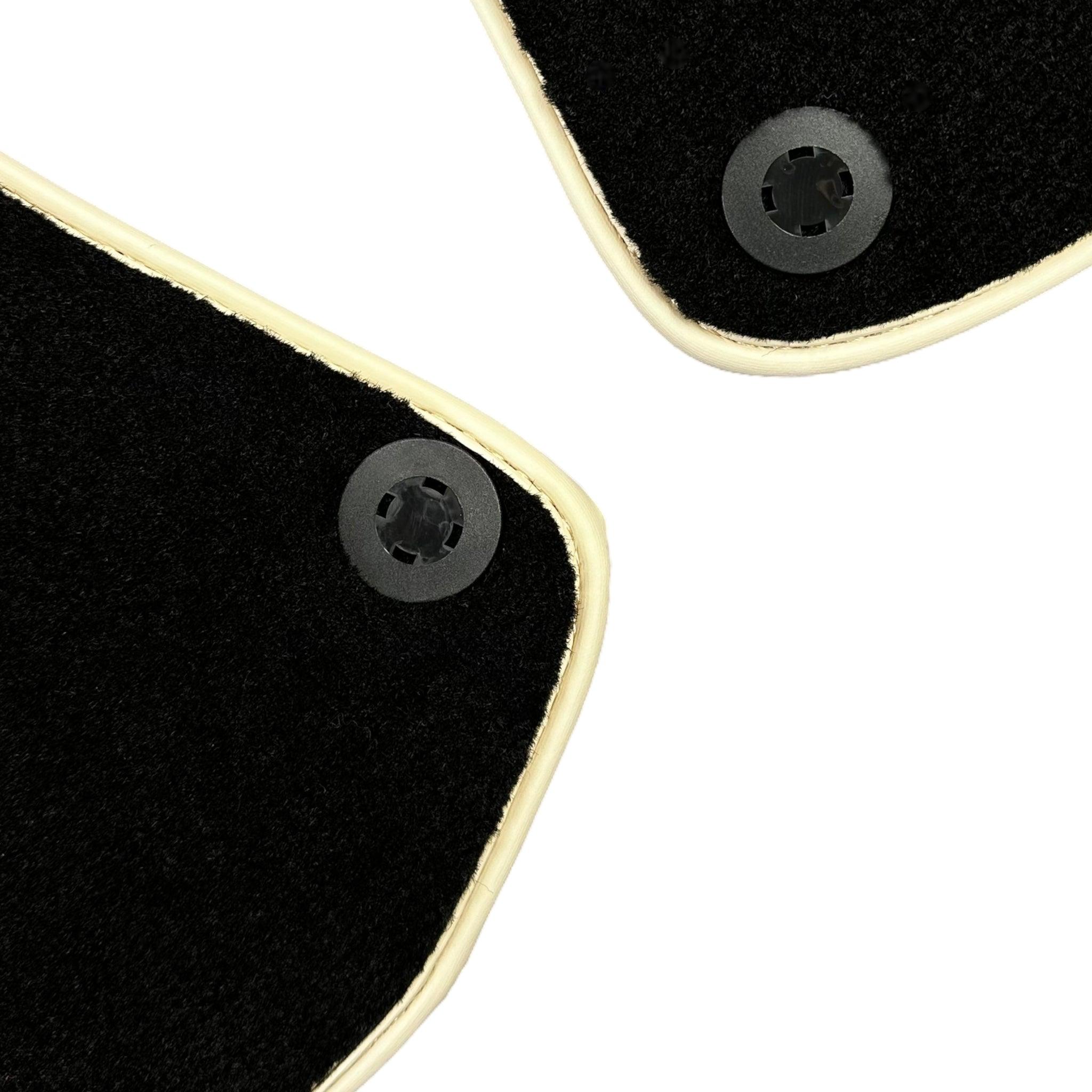 Black Floor Mats For Ferrari Portofino (2018-2023) With Leather and Beige Trim