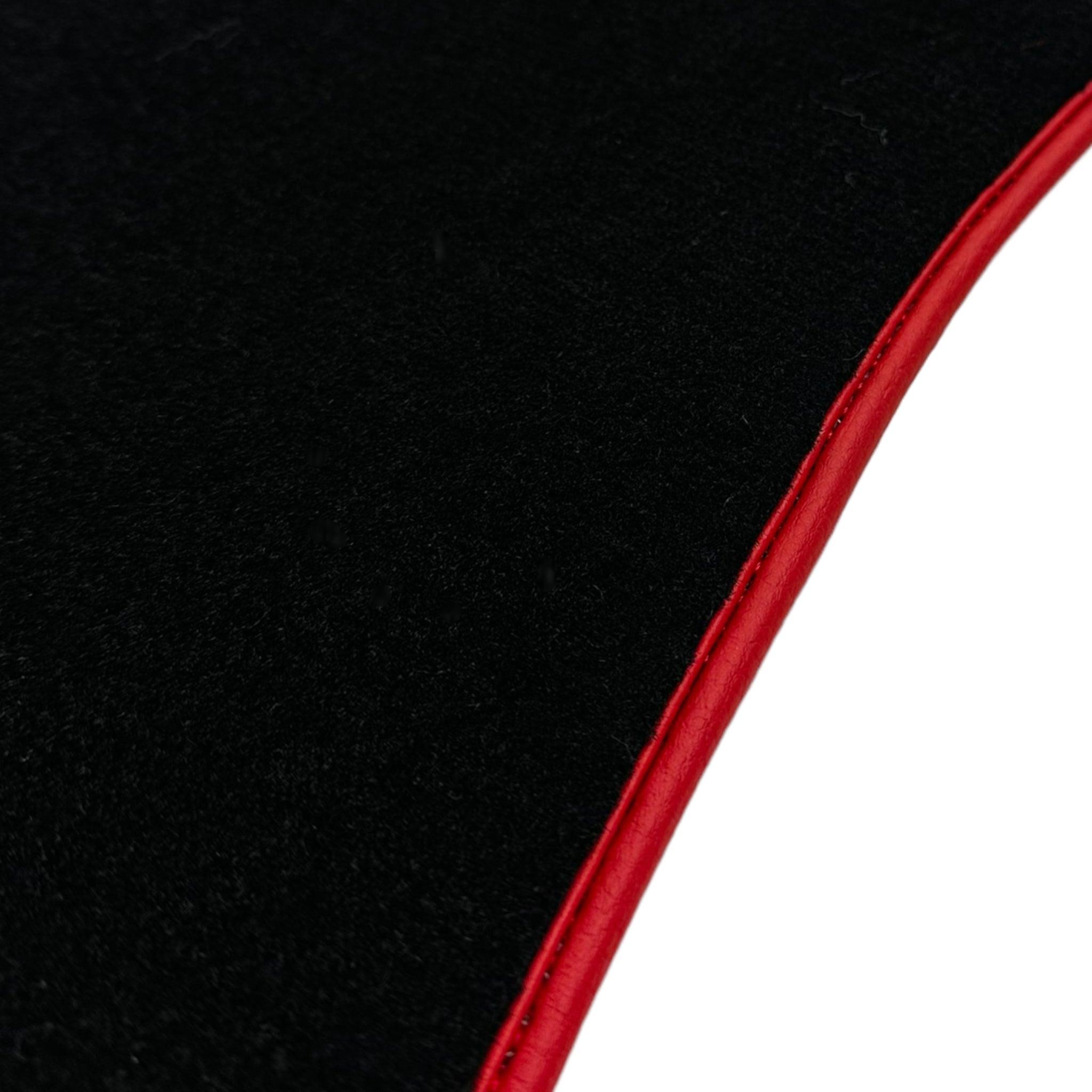 Black Floor Mats For Ferrari Portofino (2018-2023) With Leather and Red Trim