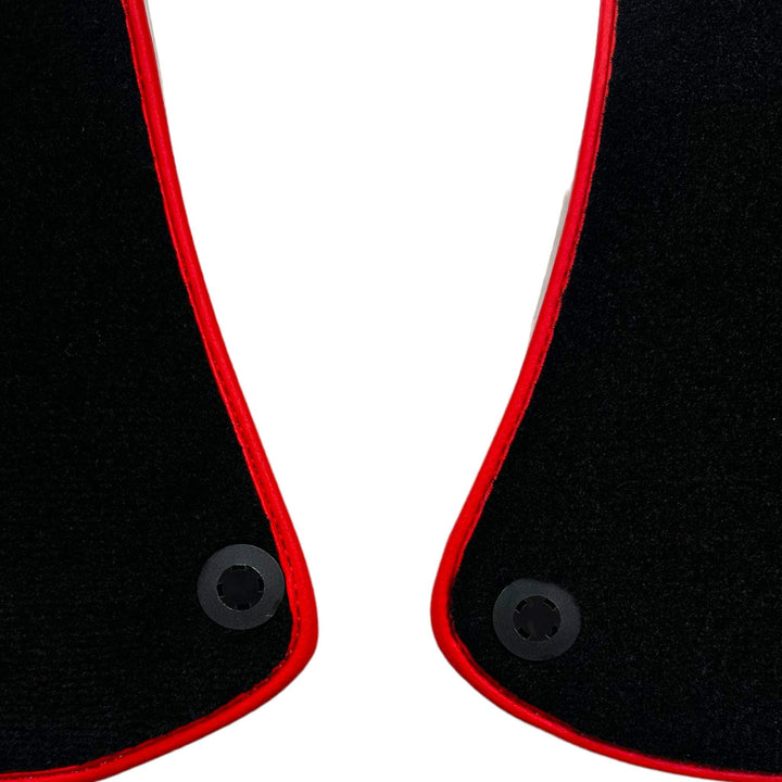 Black Floor Mats For Ferrari Portofino (2018-2023) With Leather and Red Trim