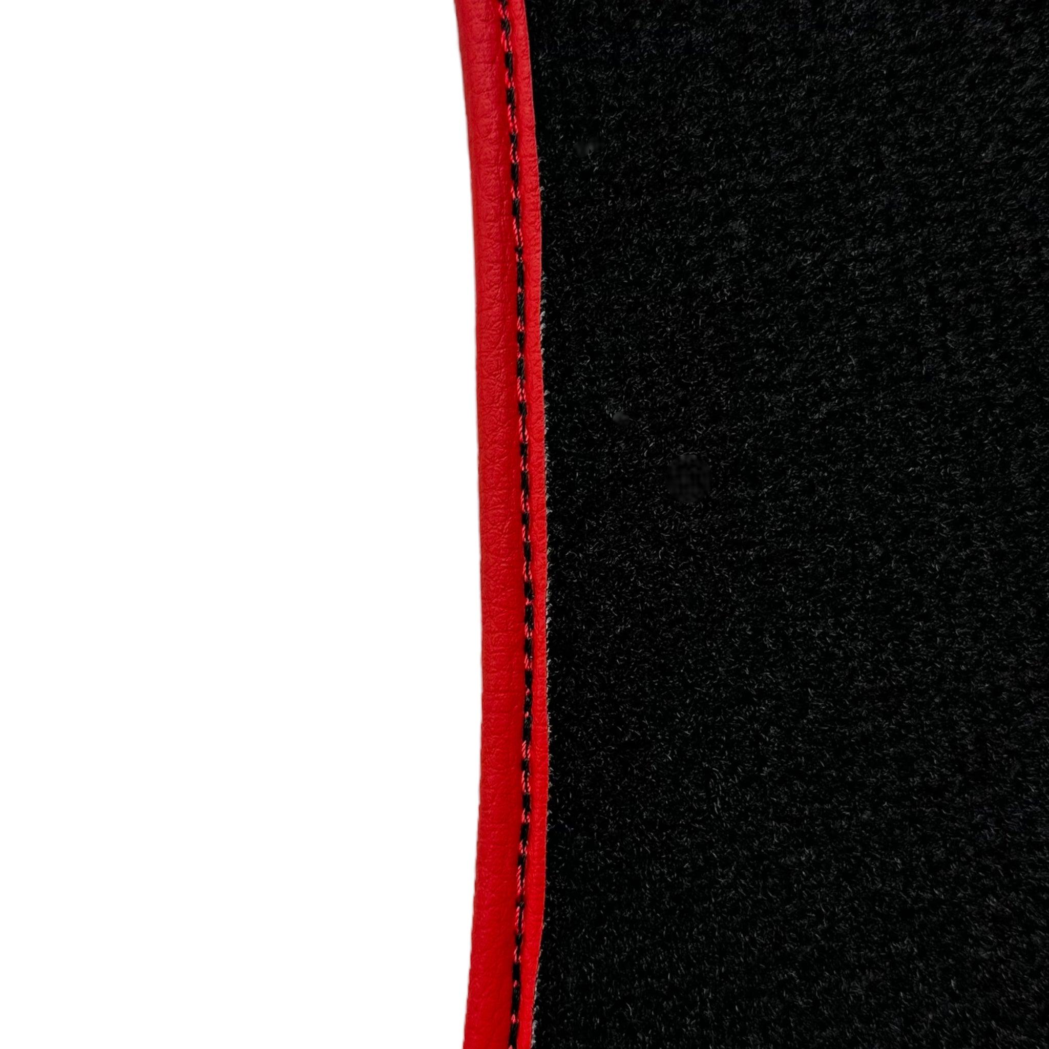 Black Floor Mats For Ferrari Portofino (2018-2023) With Leather and Red Trim