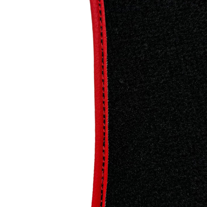 Black Floor Mats For Ferrari Portofino (2018-2023) With Leather and Red Trim