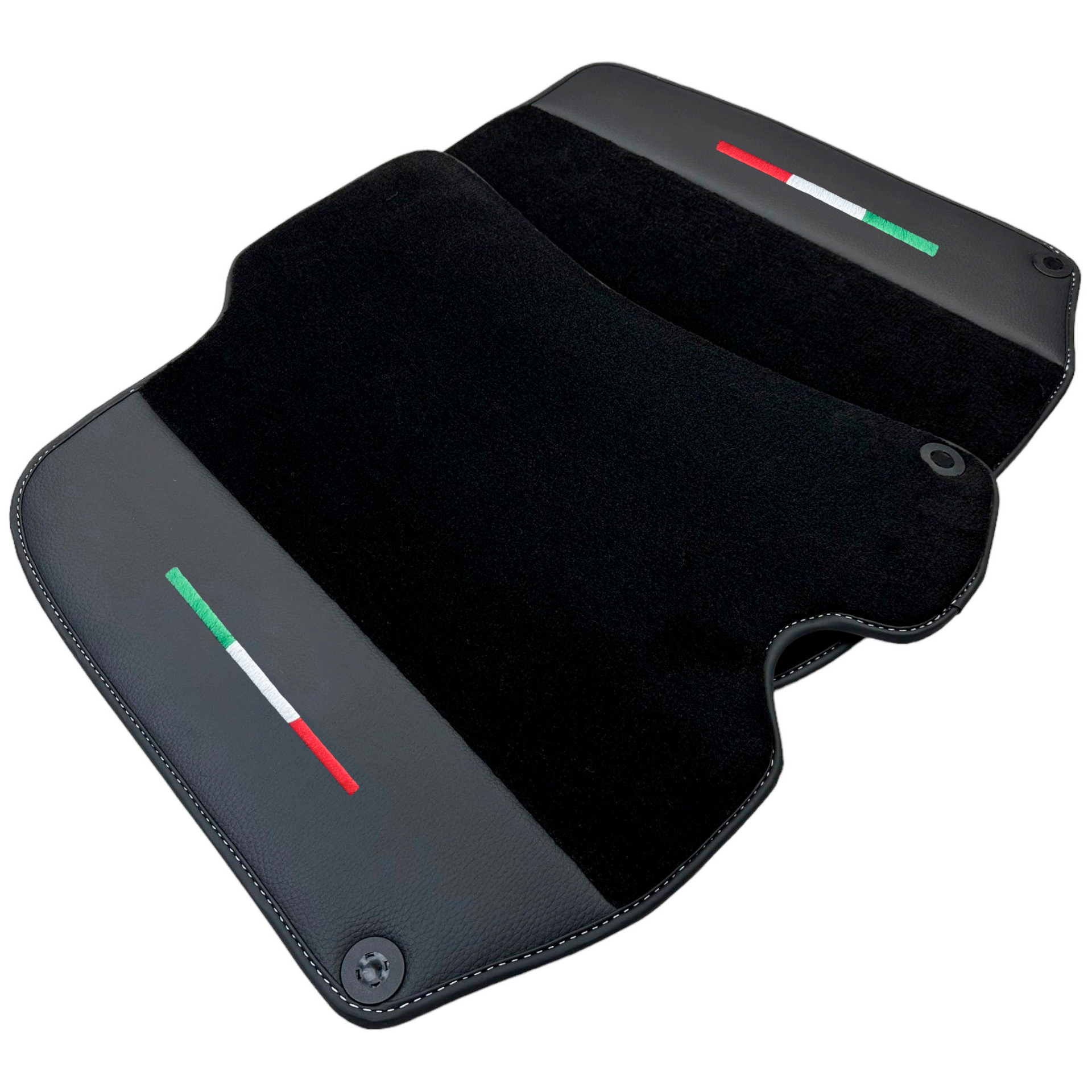 Black Car Mats for Ferrari Portofino (2018-2023) with Leather