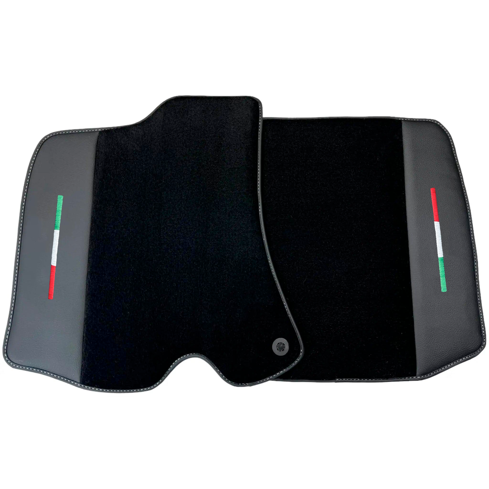 Black Car Mats for Ferrari Roma (2021-2024) with Leather