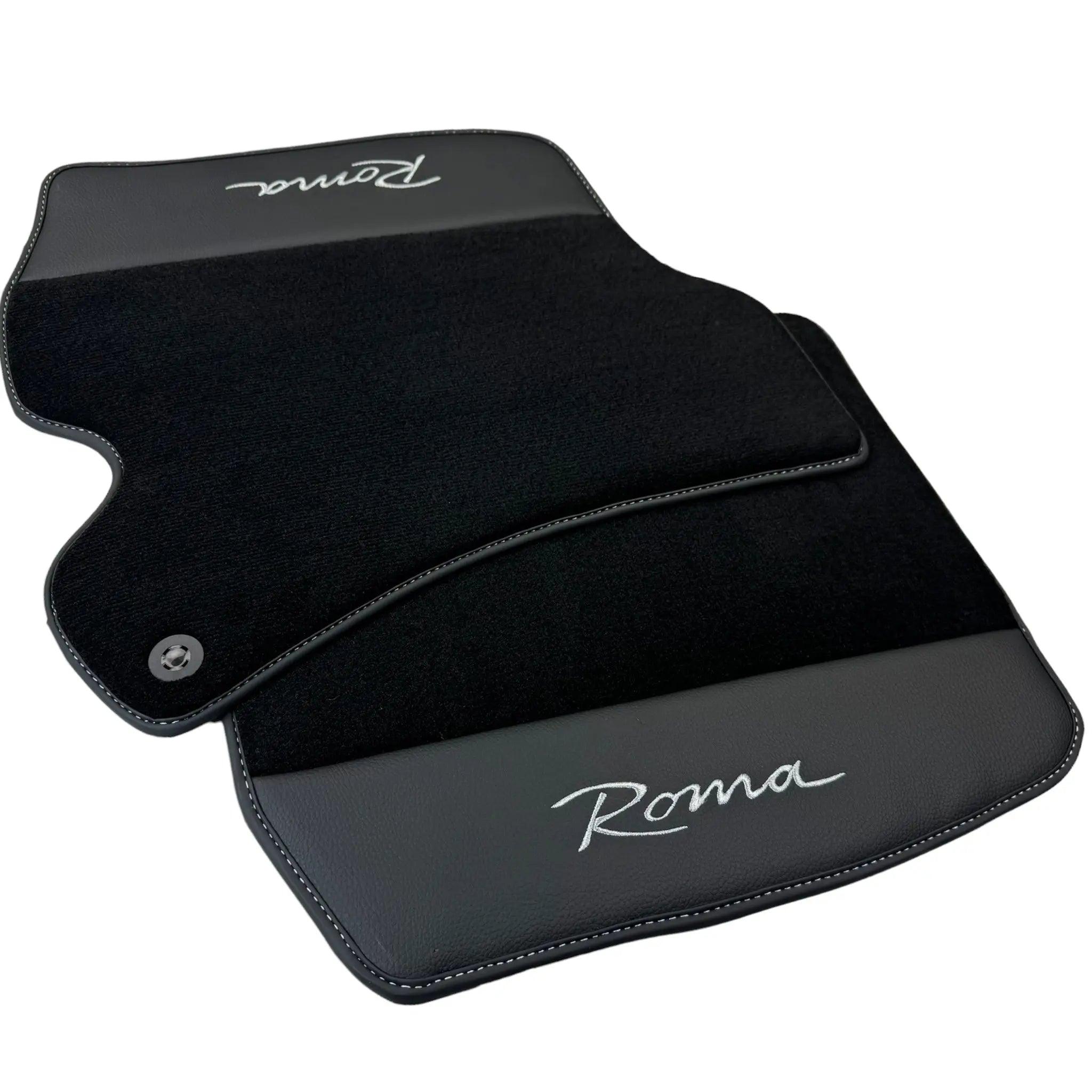 Black Floor Mats for Ferrari Roma (2021-2024) with Leather