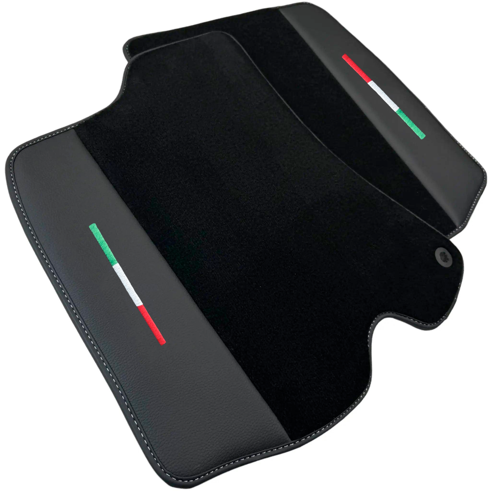 Black Car Mats for Ferrari Roma (2021-2024) with Leather