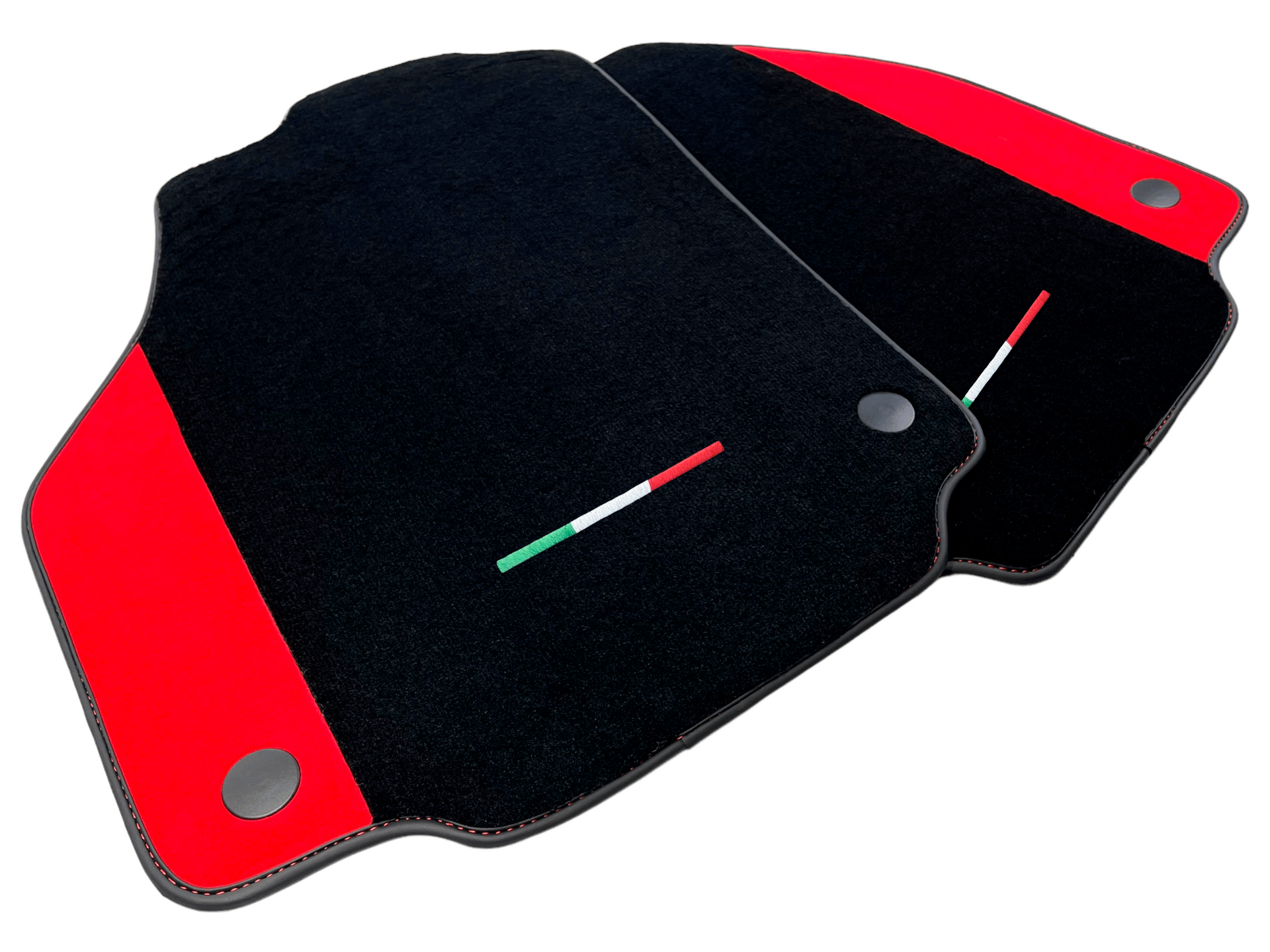 Alfombrillas Negras Para Ferrari 488 Pista Spider 2019-2021 Con Piel Alcantara Roja