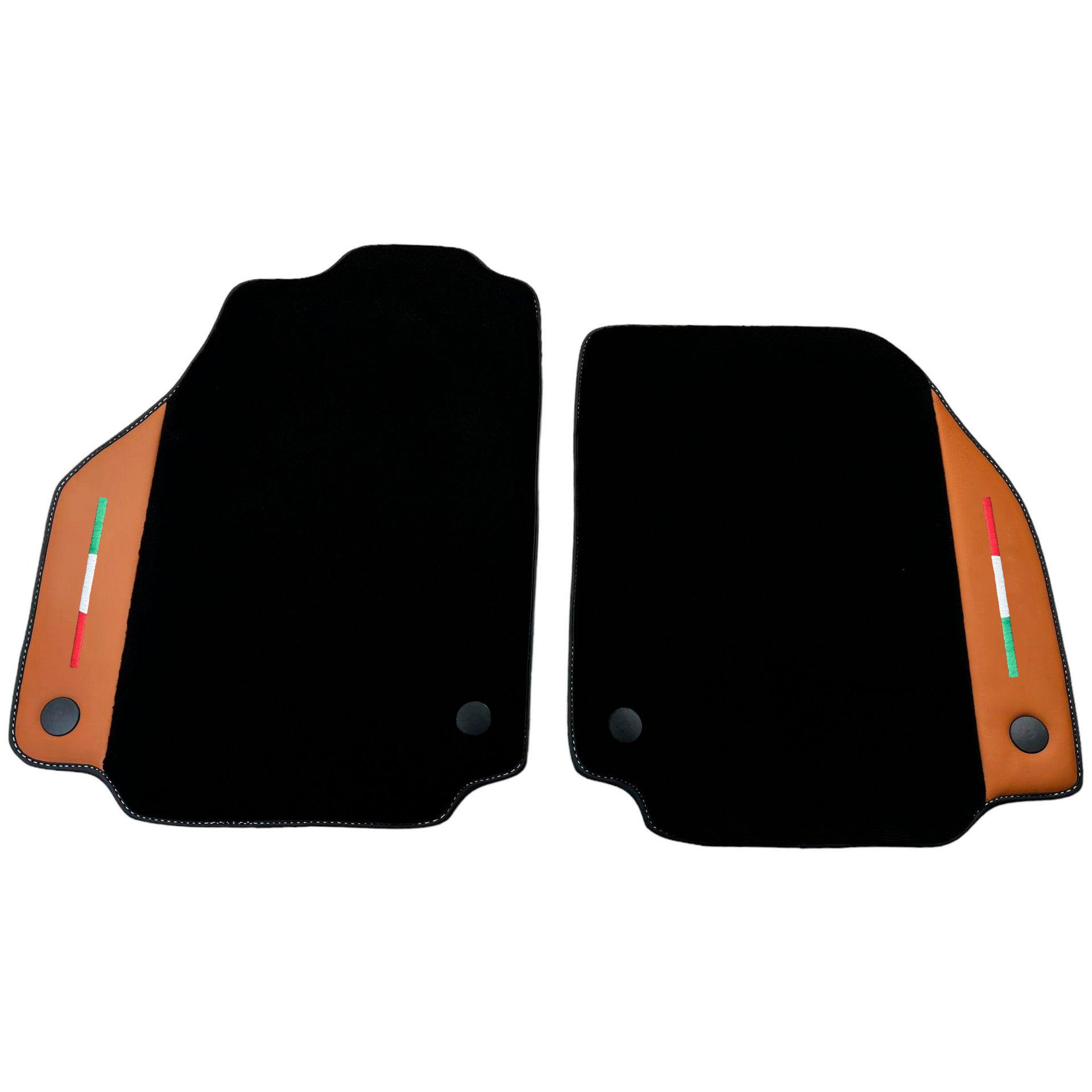 Black Car Mats for Ferrari 488 GTB (2015-2022) with Cuoio Nappa Leather