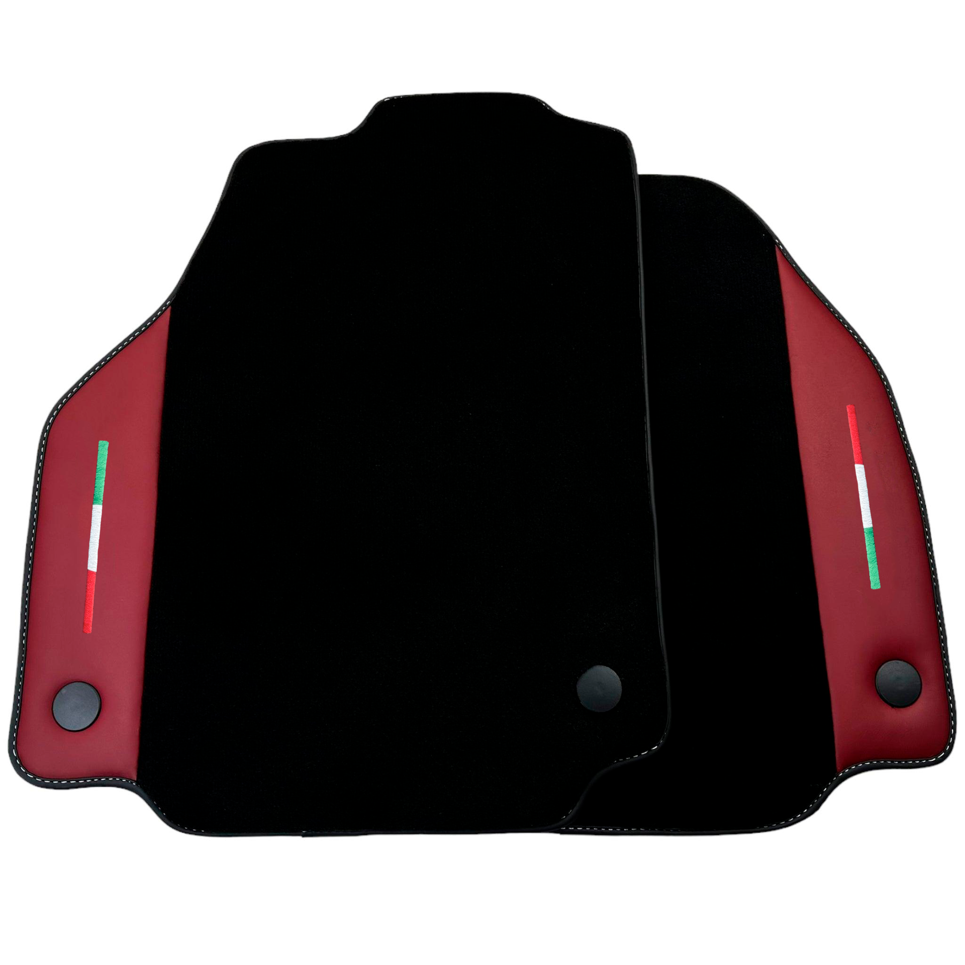 Black Car Mats for Ferrari 488 GTB (2015-2022) with Bordeaux Nappa Leather