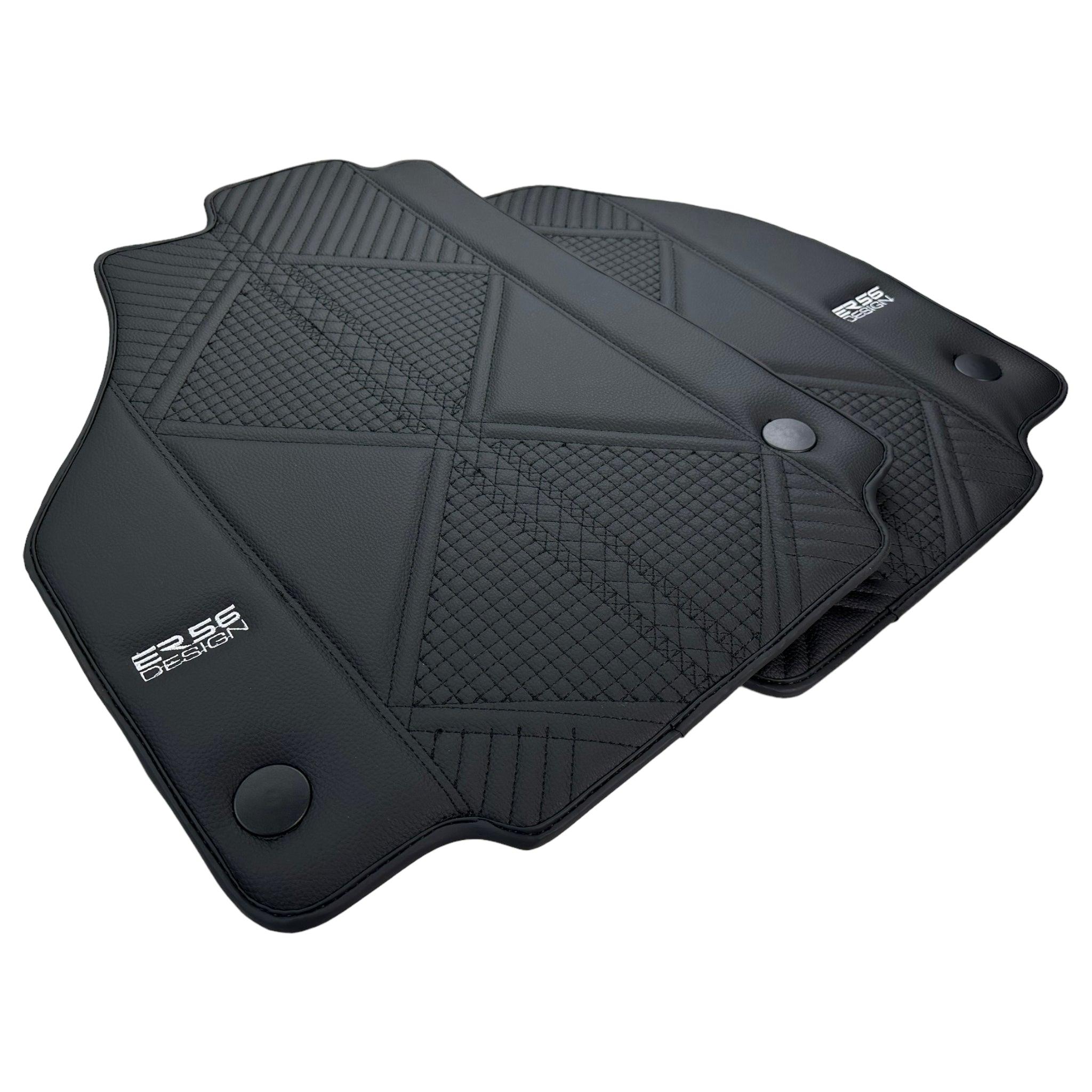 Black Leather Floor Mats For Ferrari 458 Italia (2009-2015) ER56 Design