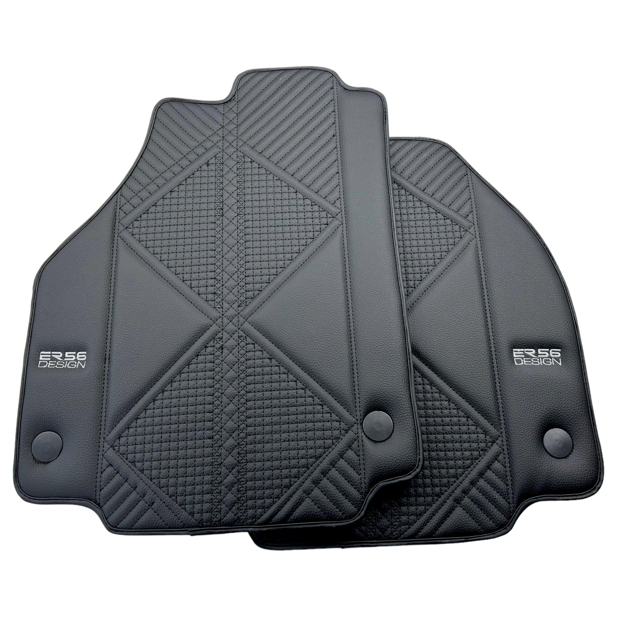 Black Leather Floor Mats For Ferrari 458 Speciale (2012-2015) ER56 Design