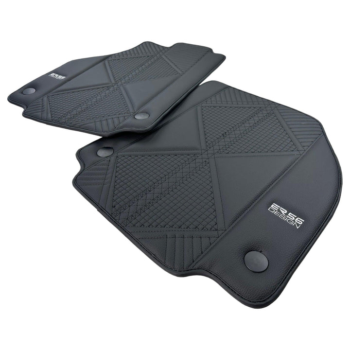 Black Leather Floor Mats For Ferrari 458 Speciale (2012-2015) ER56 Design