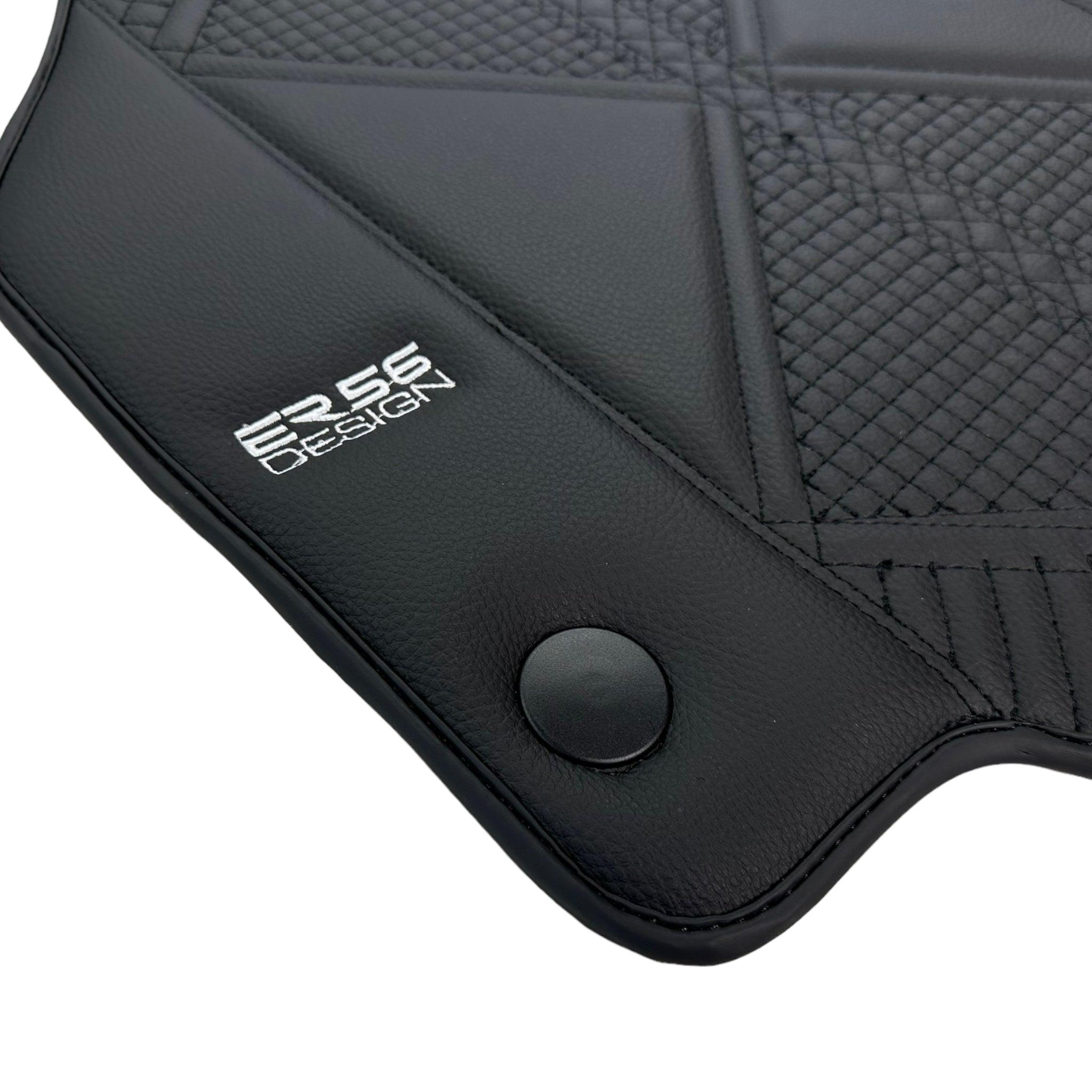 Black Leather Floor Mats For Ferrari 458 Speciale (2012-2015) ER56 Design