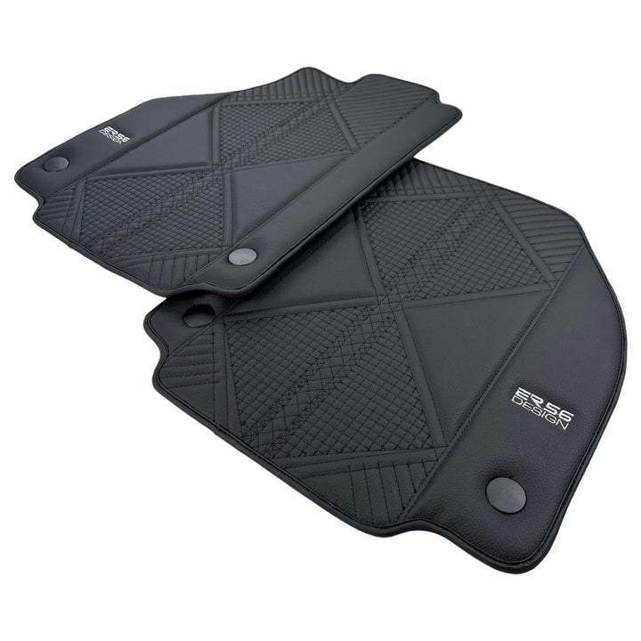 Black Leather Floor Mats For Ferrari 458 Speciale (2012-2015) ER56 Design