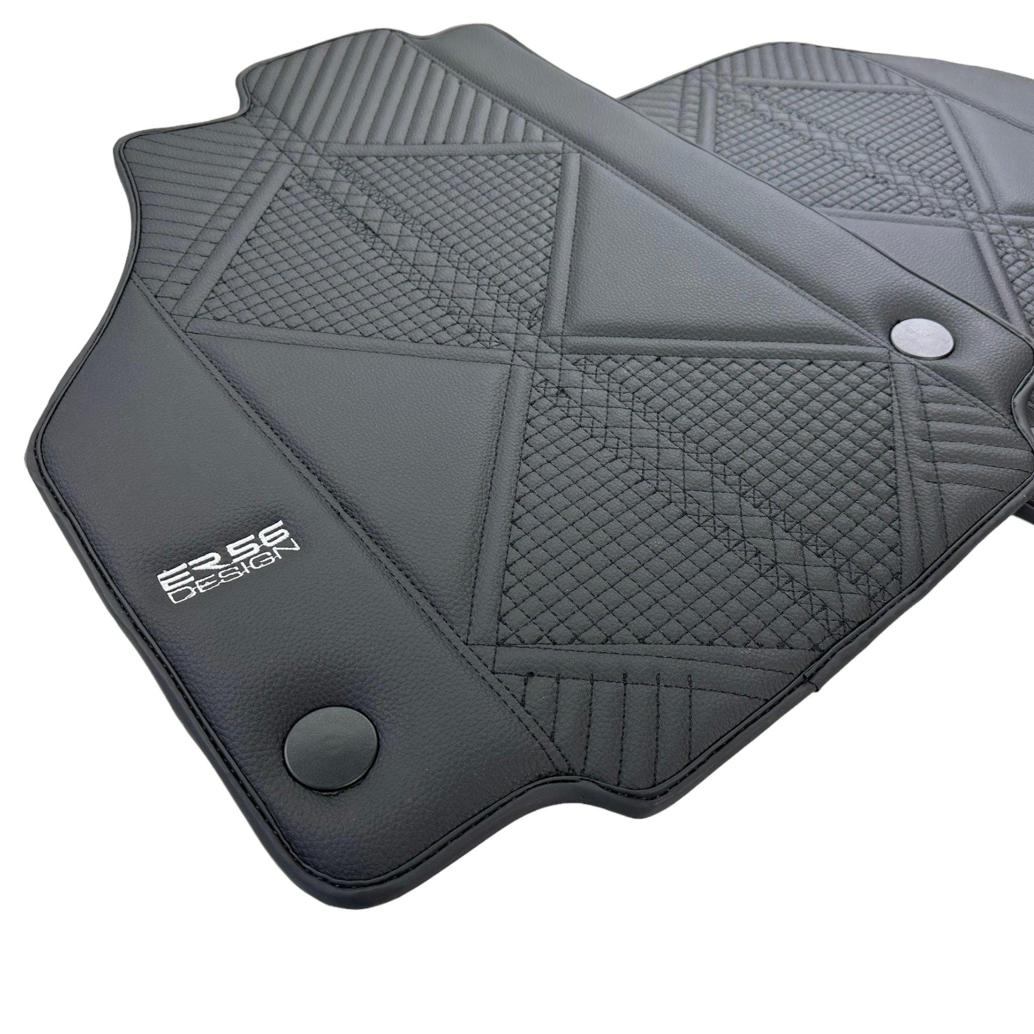 Black Leather Floor Mats For Ferrari 458 Speciale (2012-2015) ER56 Design