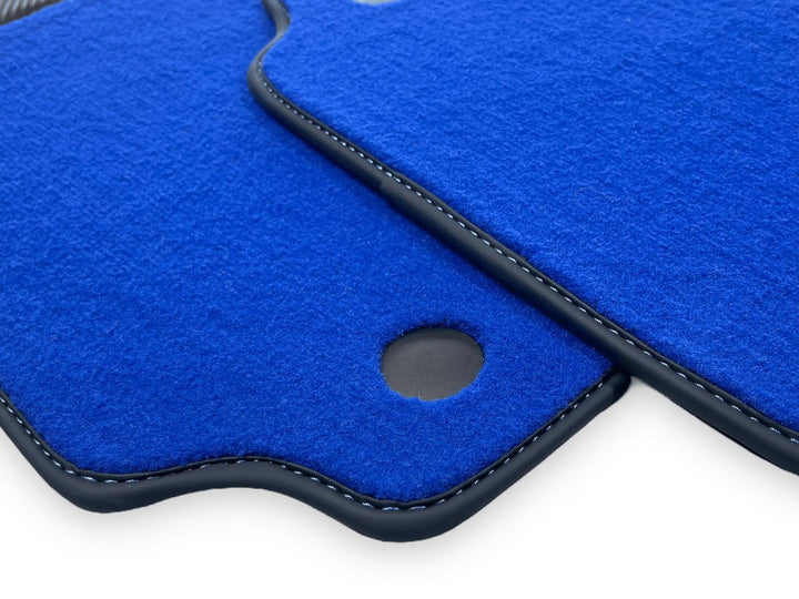 Blue Floor Mats For Ferrari 458 Italia 2009-2015 Carbon Fiber Leather - Scuderia