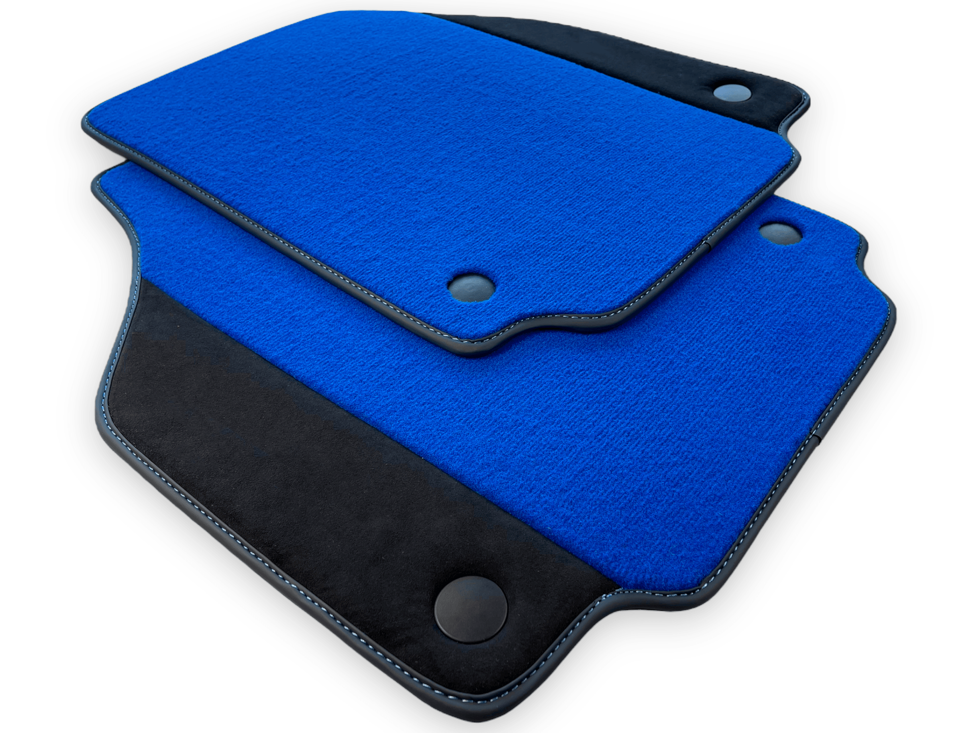 Blue Car Mats For Ferrari 488 GTB 2016-2022 Carpets With Alcantara Leather