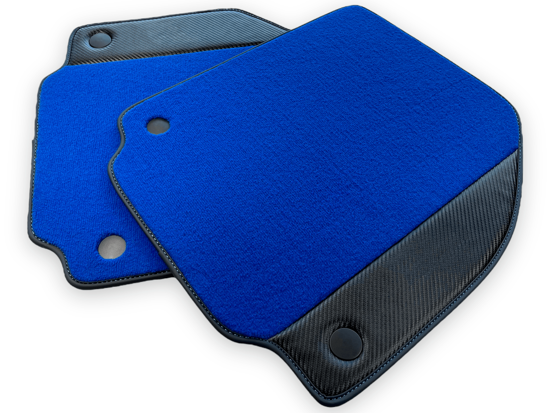 Blue Car Mats For Ferrari 488 Gtb 2016-2022 Carpets With Carbon Fiber Leather