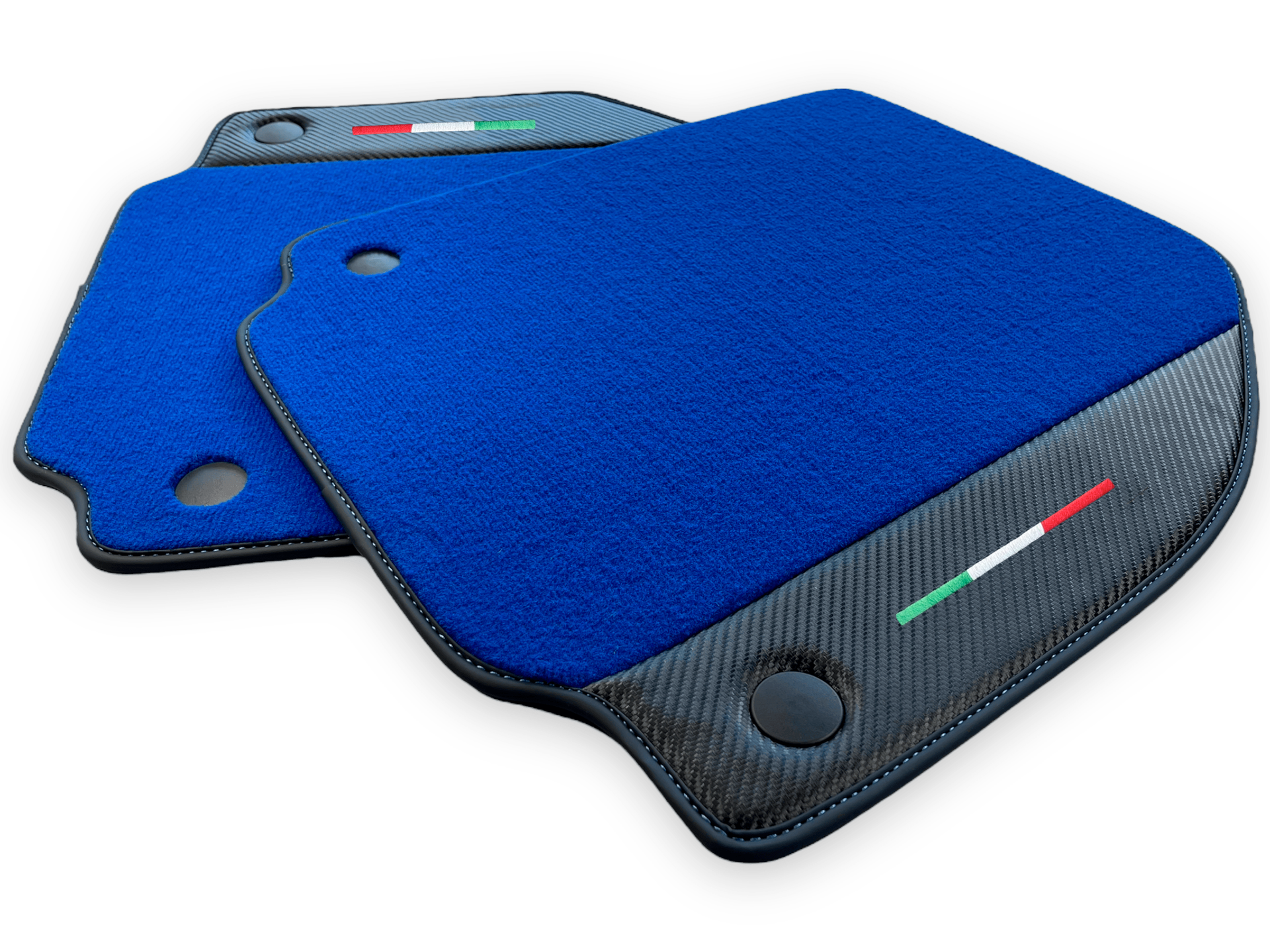 Blue Car Mats For Ferrari 488 Gtb 2016-2022 Carpets With Carbon Fiber Leather